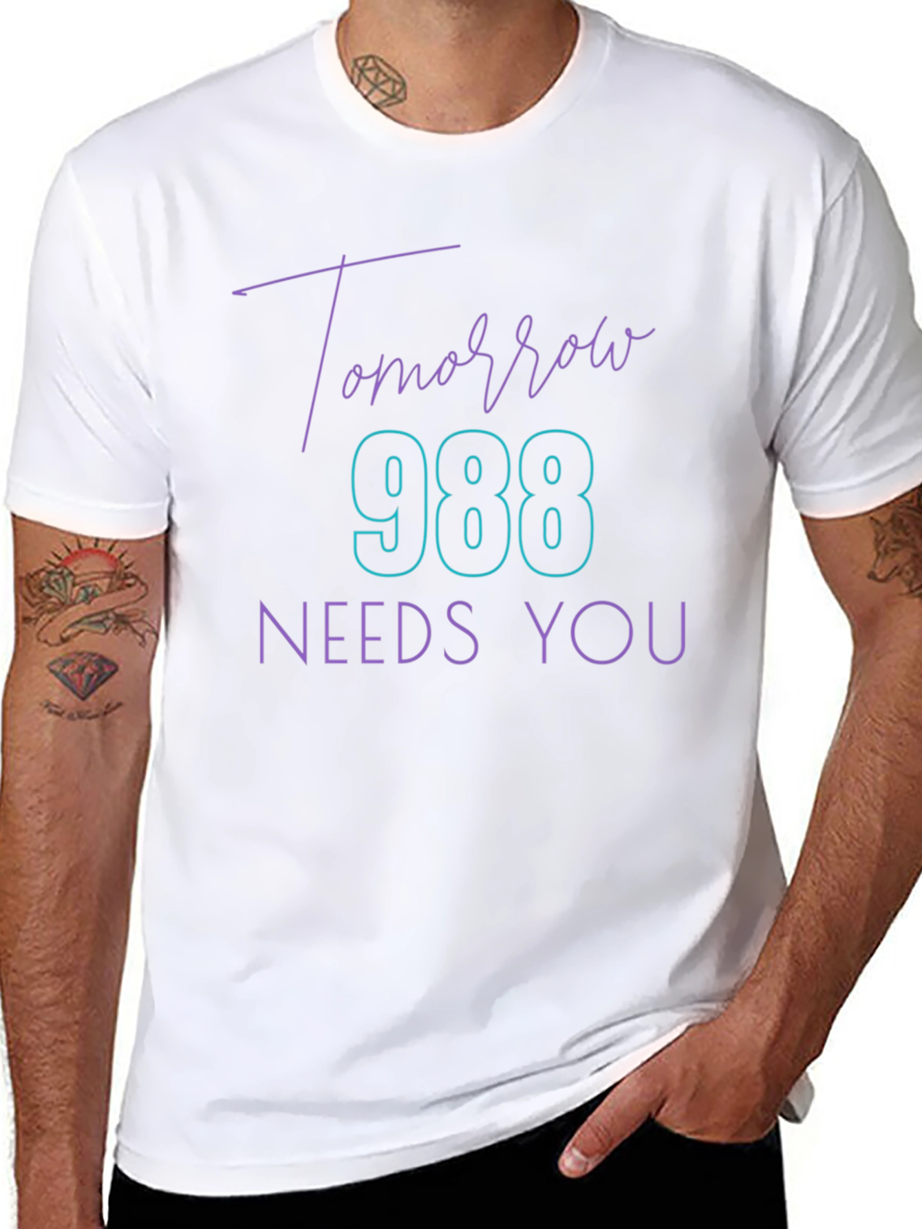 Black Tomorrow 988 Needs You Graphic Tee view 8