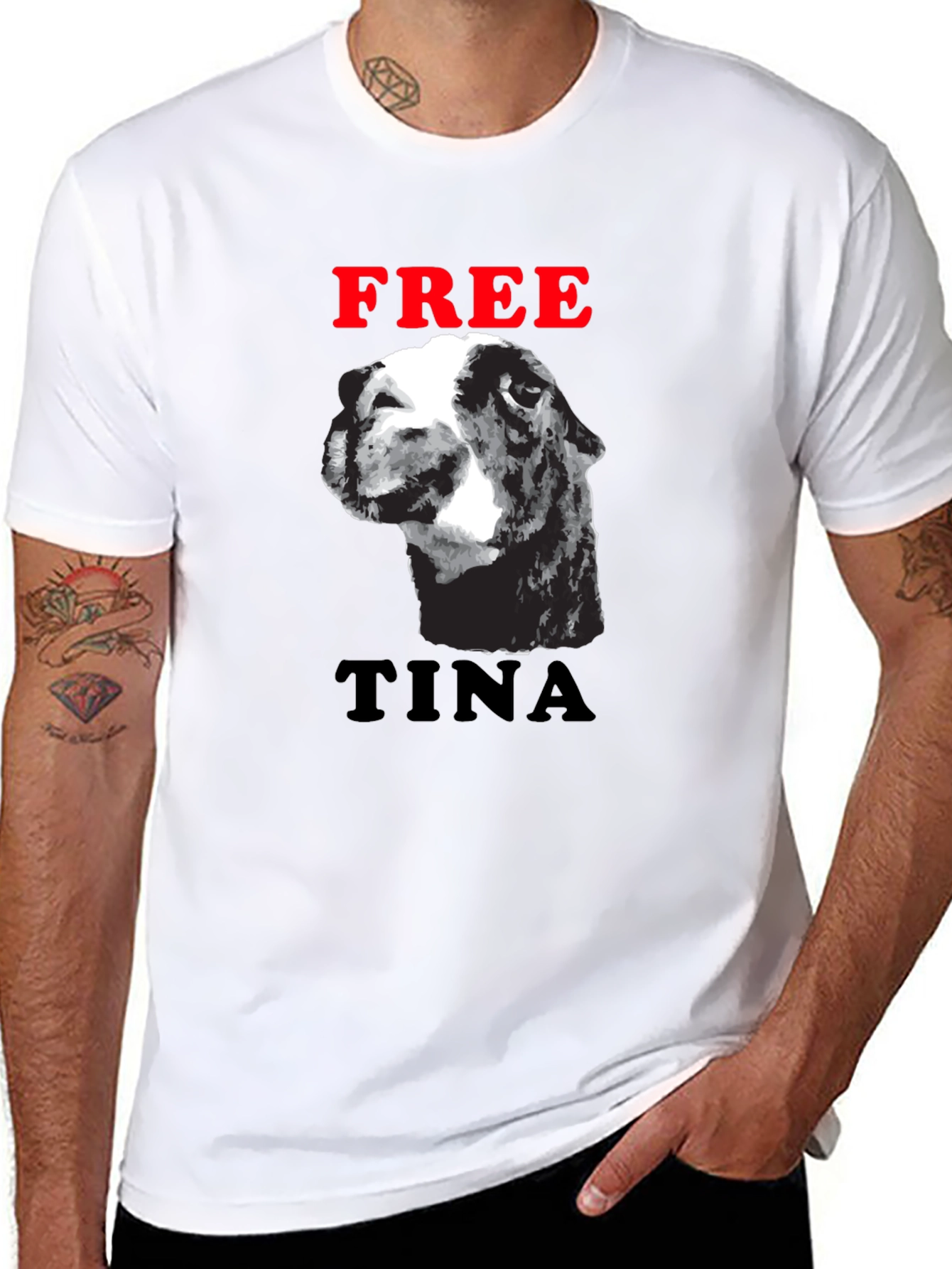 Black Free Tina Llama Graphic Tee - Black Cotton Blend T-Shirt view 8