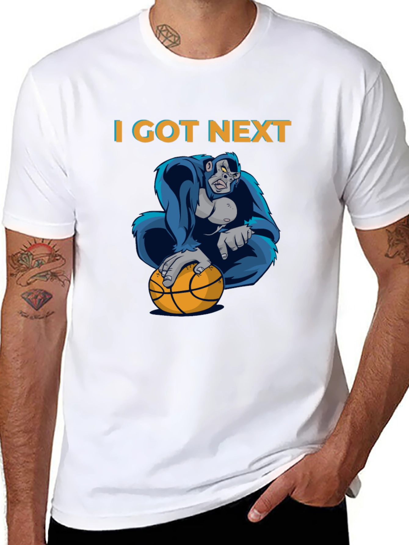 Black I Got Next Gorilla Basketball Graphic T-Shirt view 8