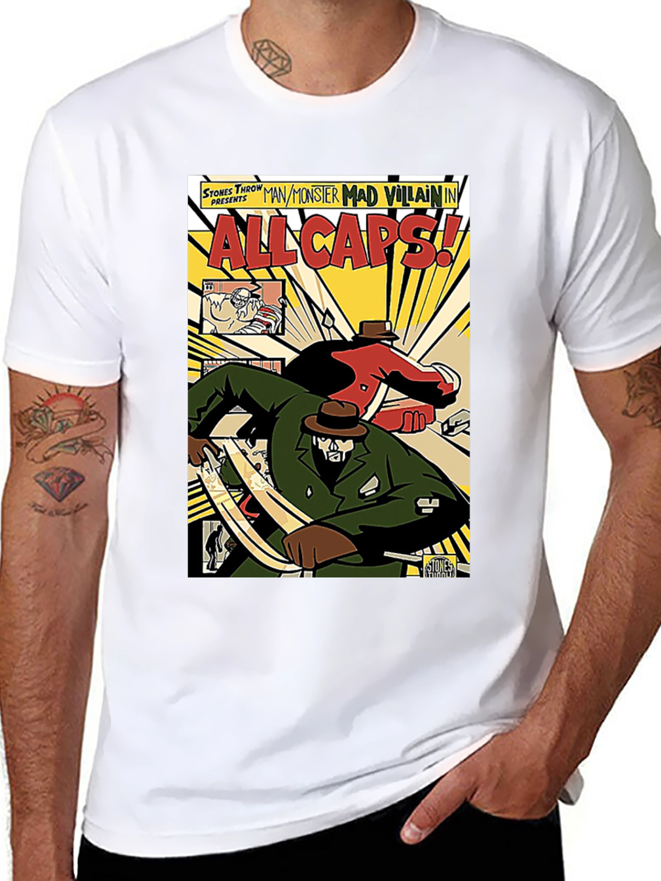 Black All Caps Comic Book T-Shirt view 8