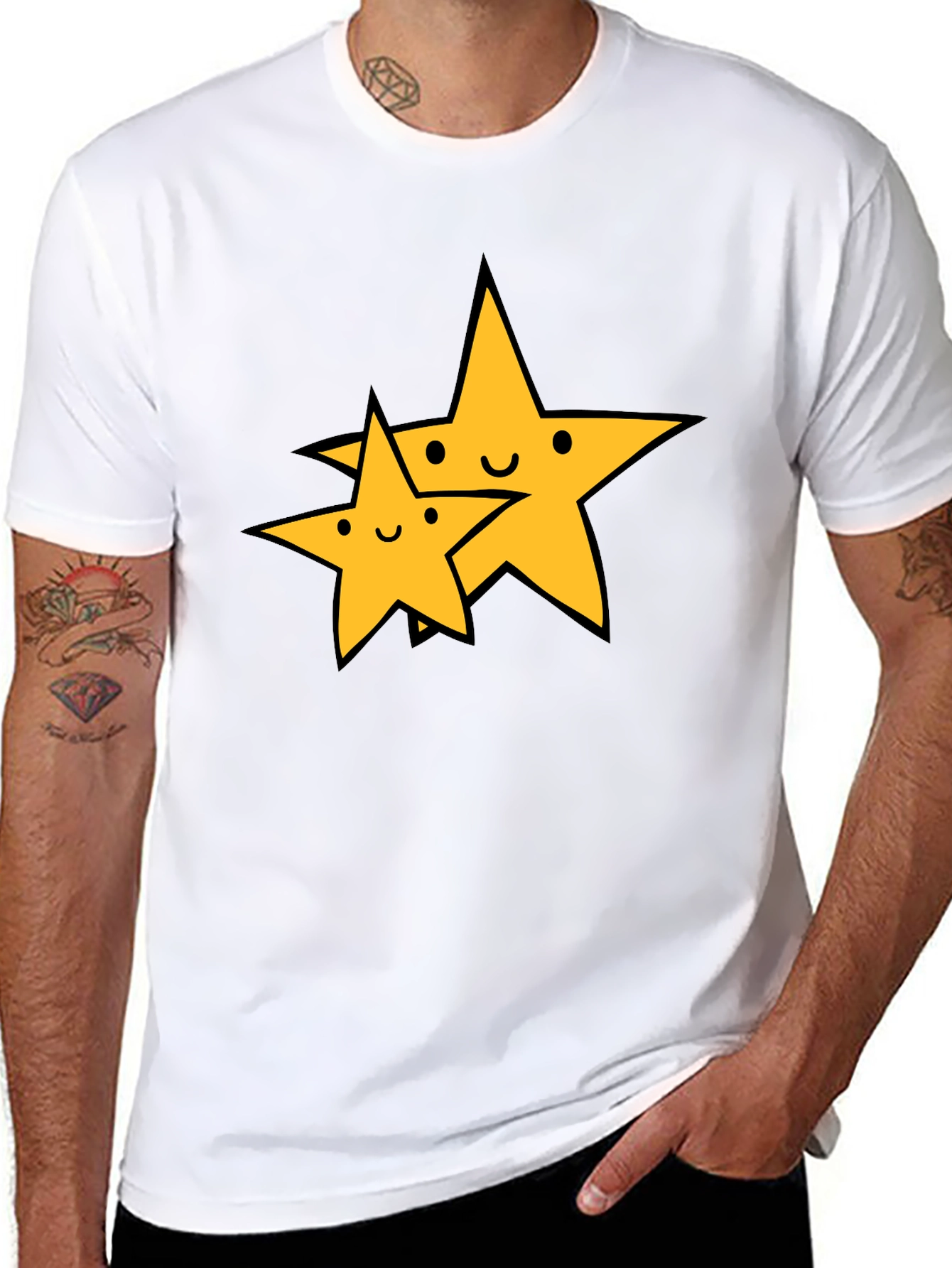 Black Cute Star Duo Black T-Shirt view 8
