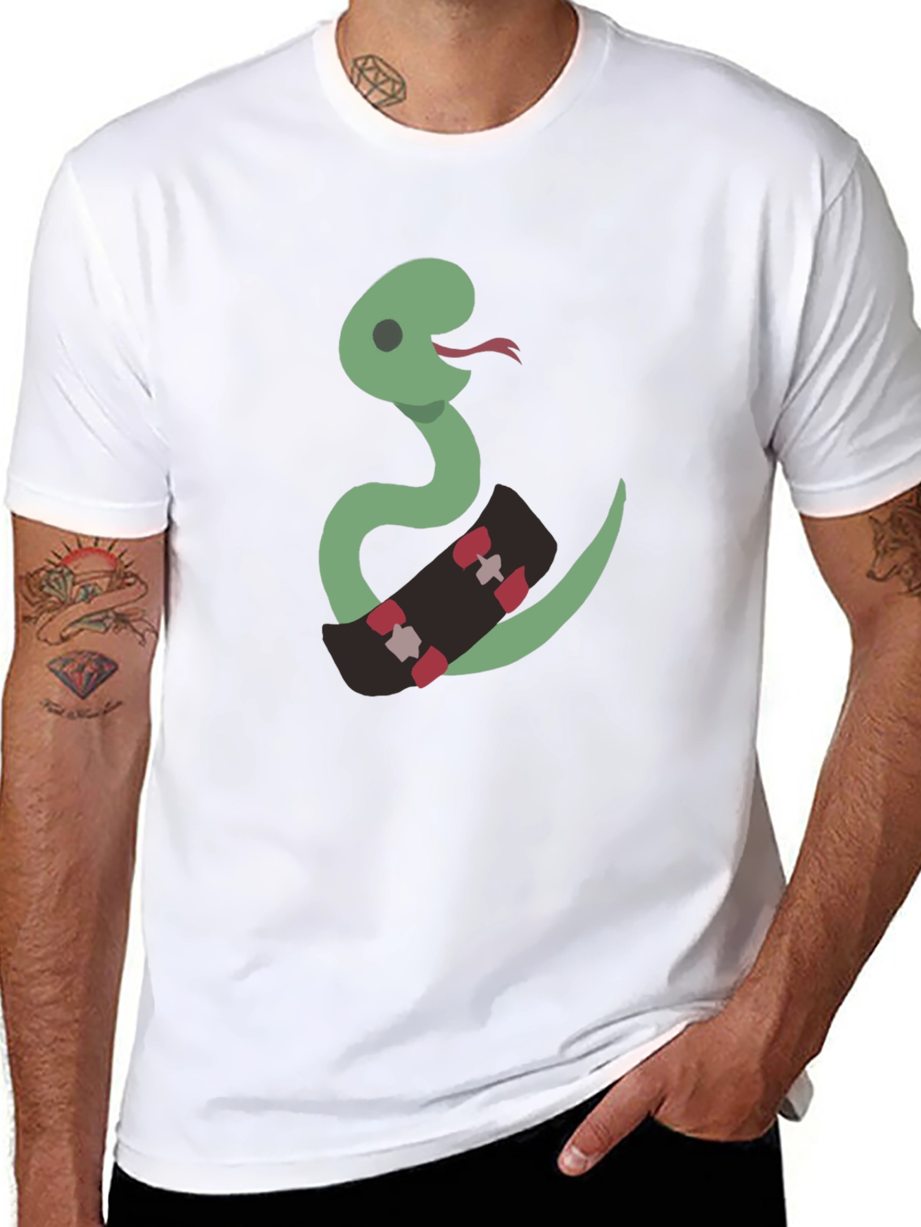 Black Snake on Skateboard Graphic Tee view 8