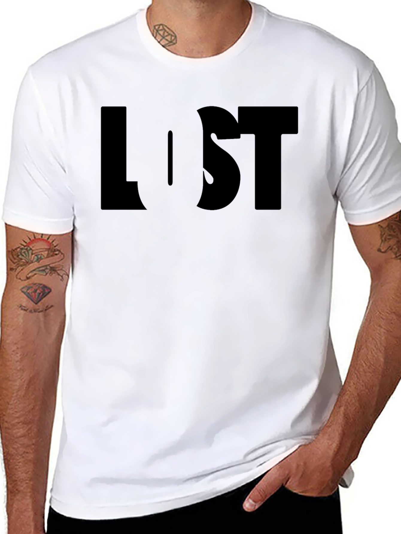 Black Lost Graphic Tee - Mens Black Short Sleeve Shirt view 8