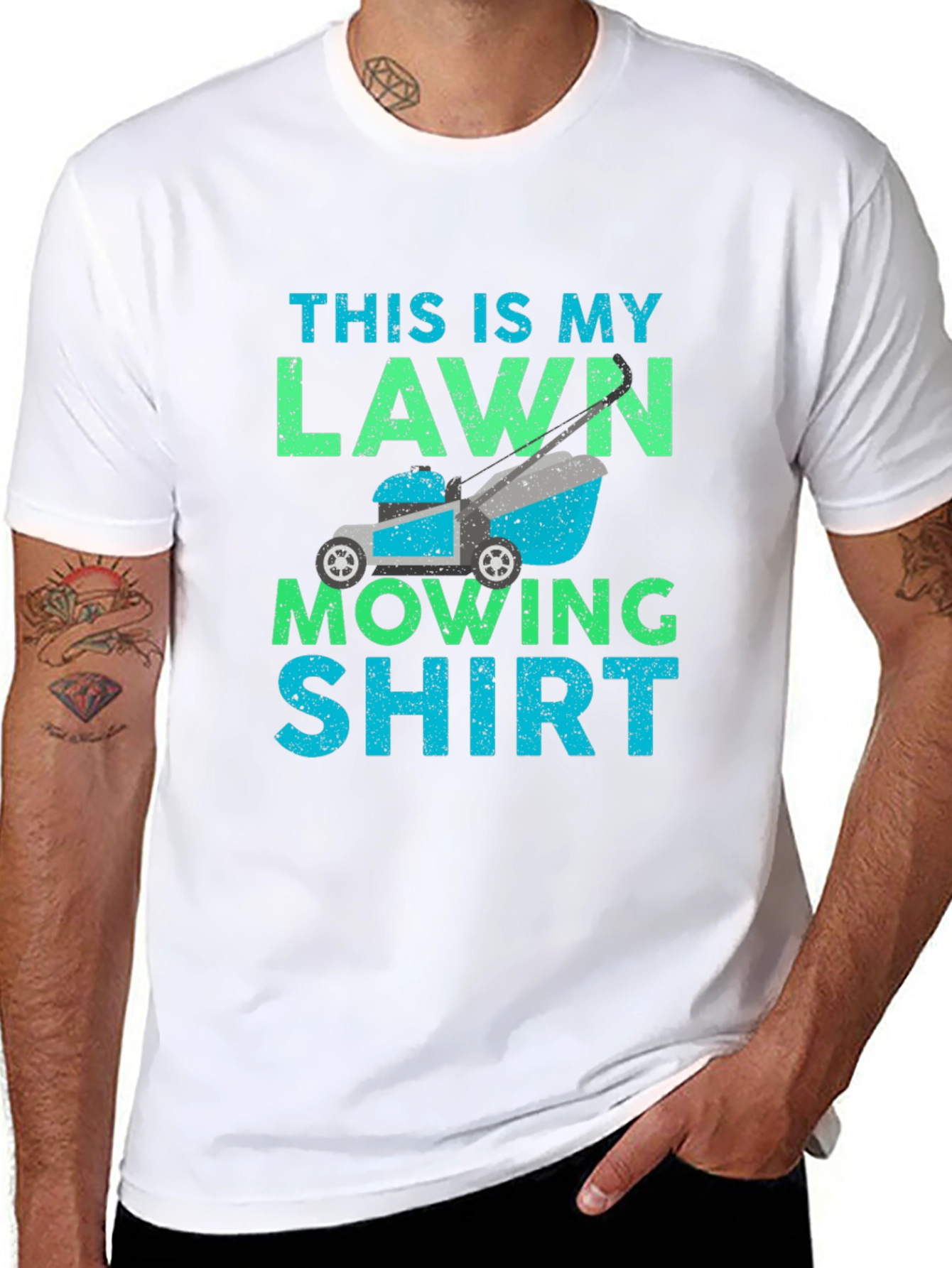 Black Funny Lawn Mowing T-Shirt view 8