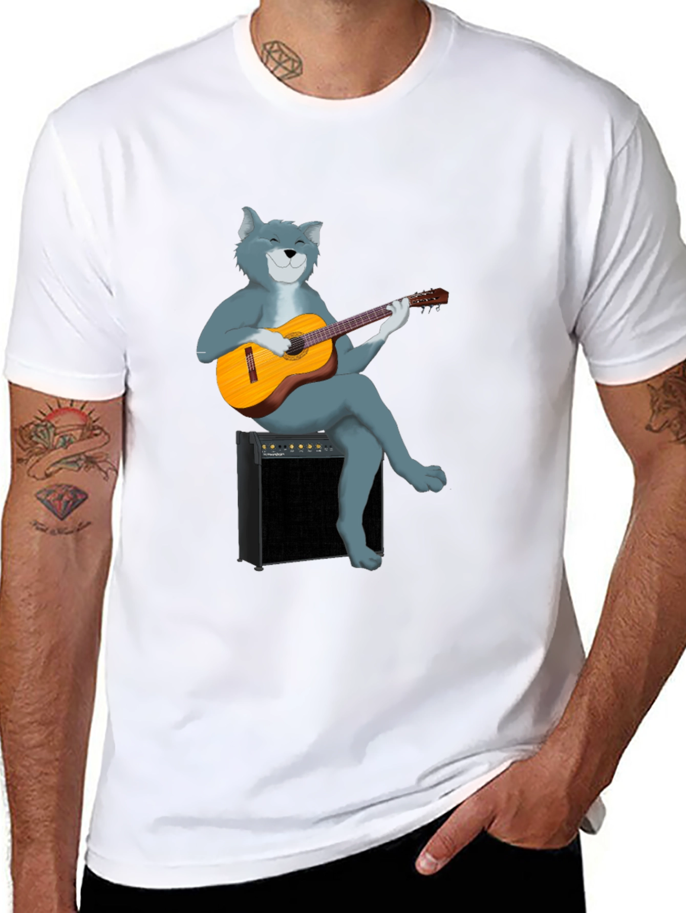 Black Cat Guitarist T-Shirt - Cool Graphic Tee view 8