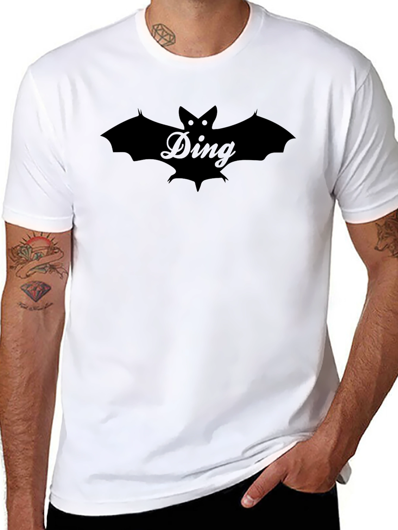Black Ding Bat Black Graphic Tee - Halloween Style view 8