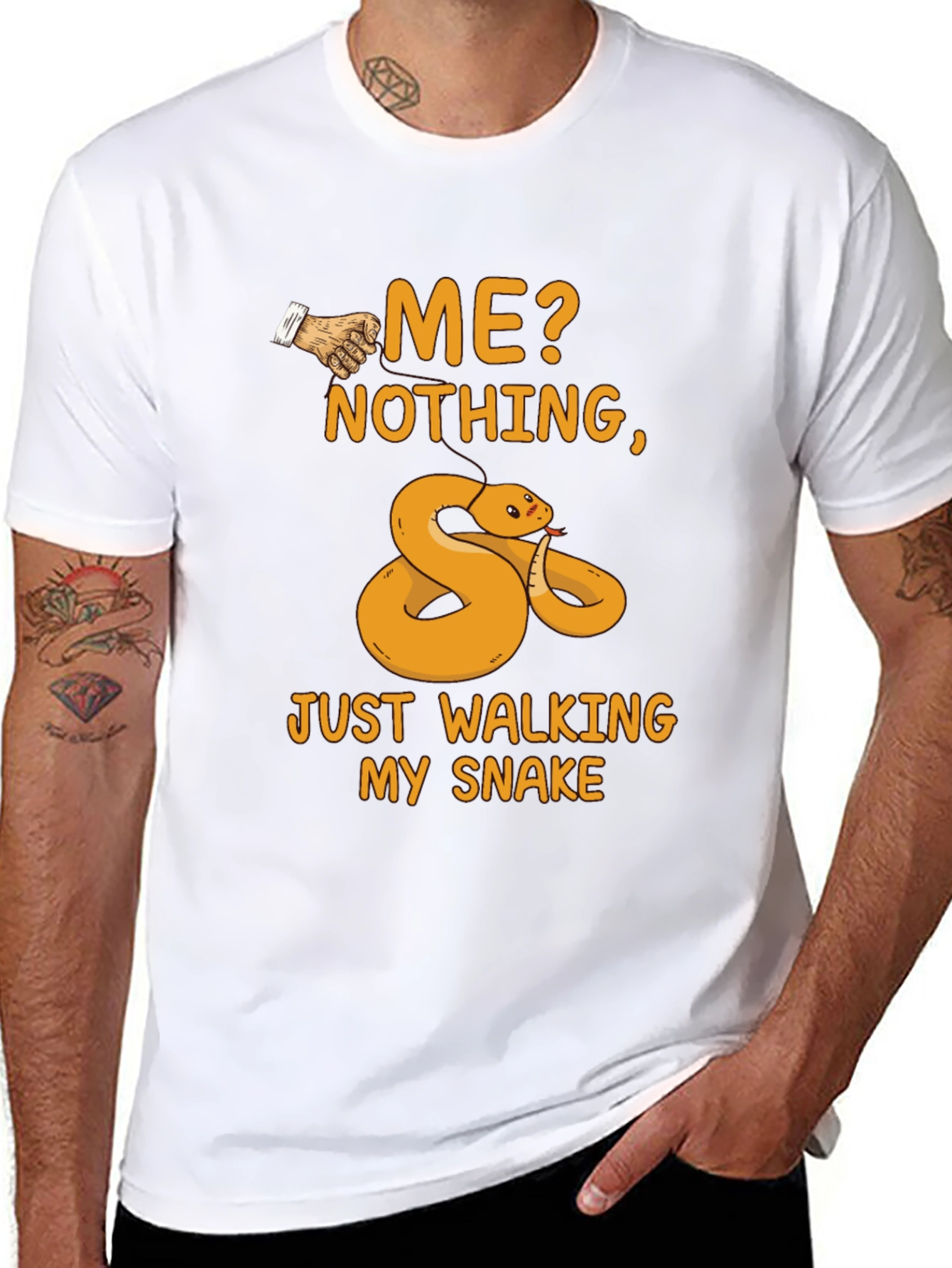 Black Walking My Snake Graphic Tee view 8