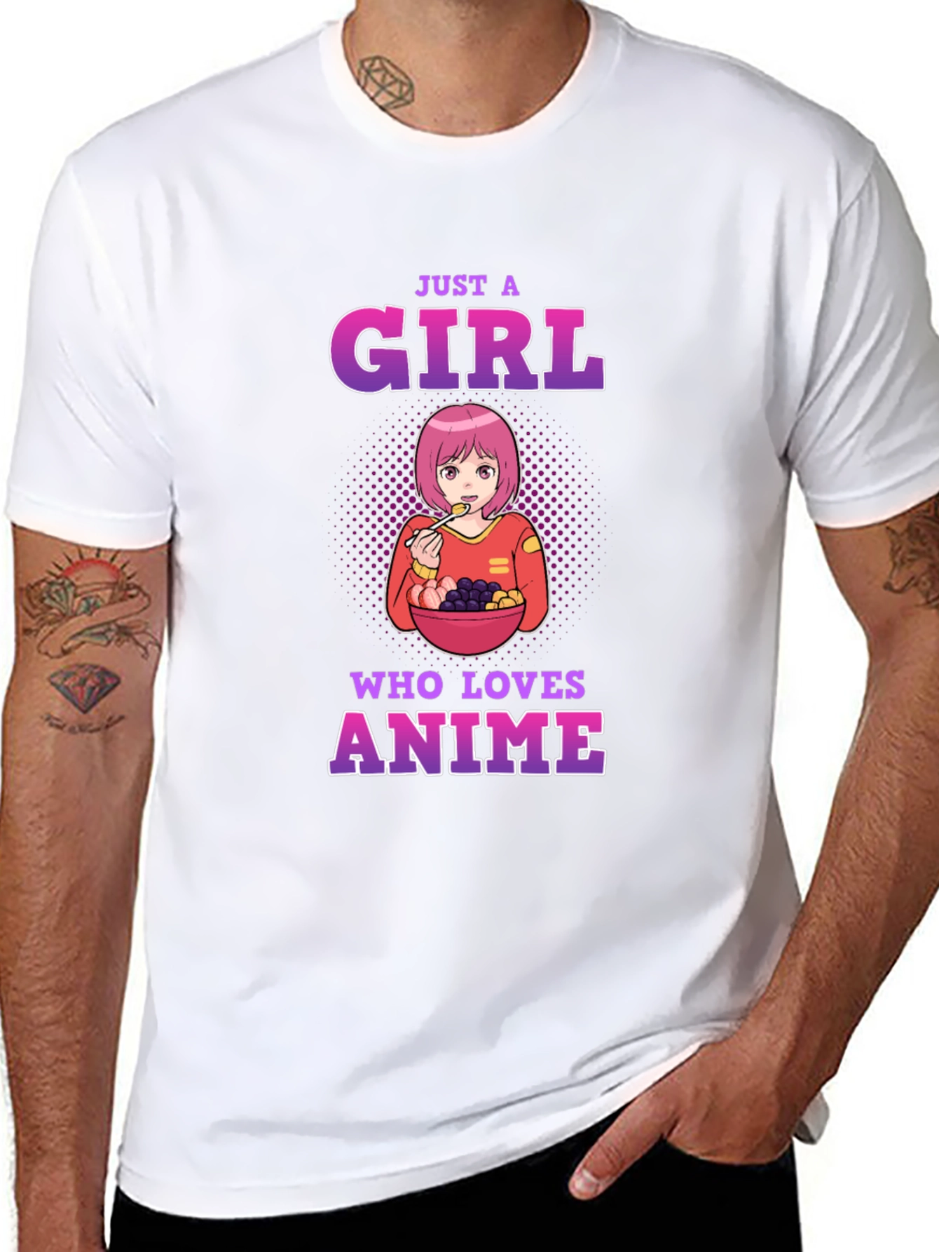 Black Anime Lover T-Shirt - Just a Girl Who Loves Anime view 8