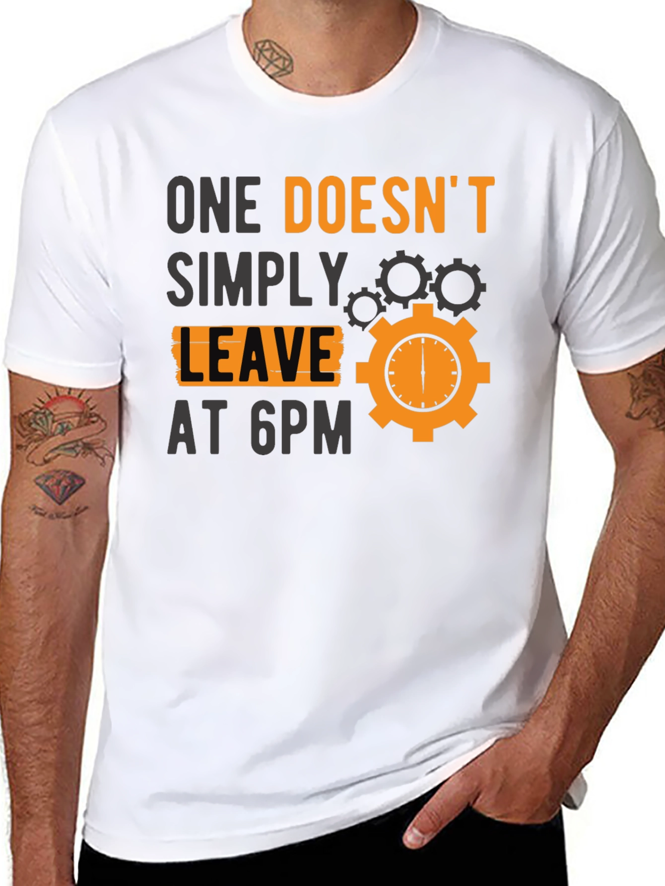 Black One Doesn't Simply Leave at 6PM T-Shirt view 8