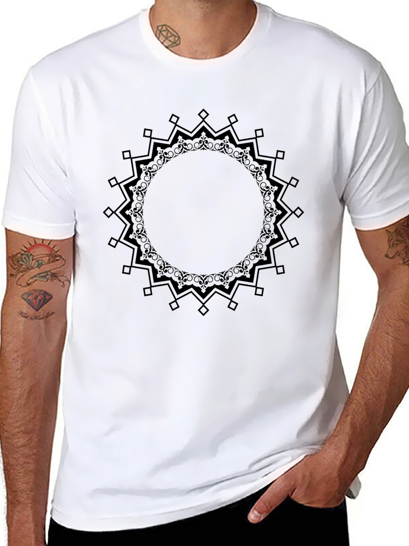 Black Black Mandala Graphic Tee view 8