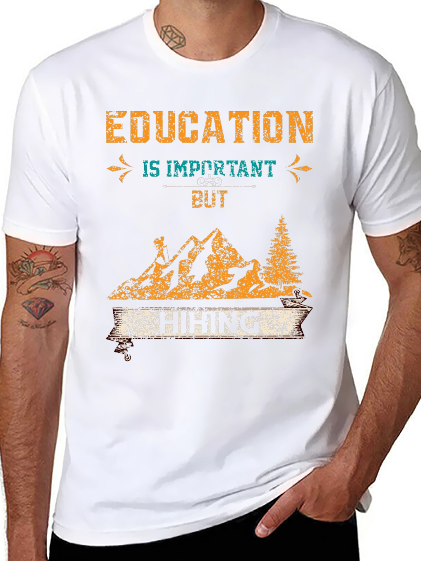Black Education is Important But Hiking T-Shirt view 8