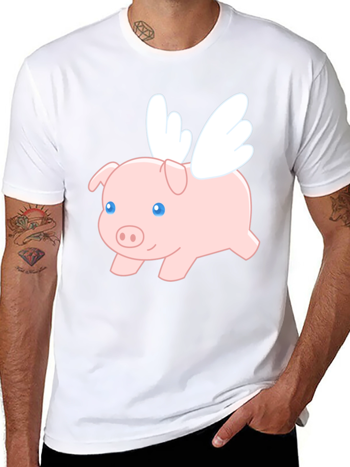 Black Flying Pig Graphic T-Shirt view 8