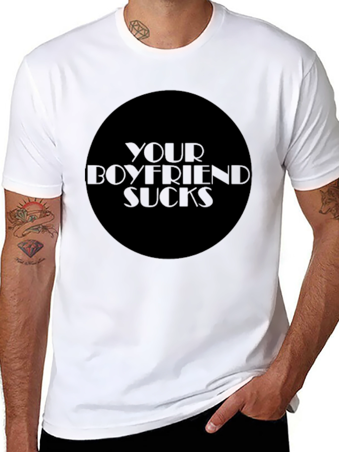 Black Your Boyfriend Sucks Graphic Tee - Edgy Statement Shirt view 8
