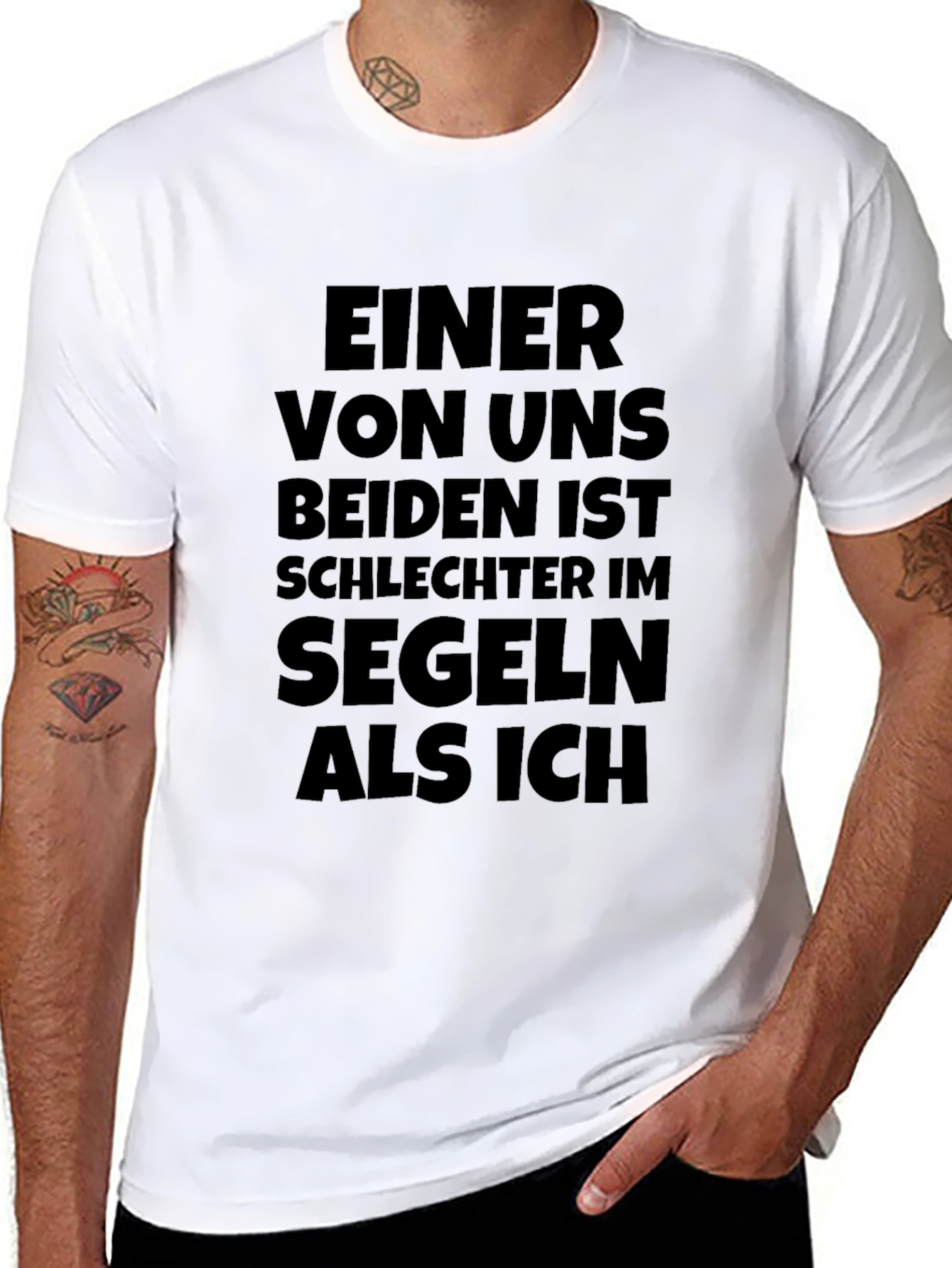 Black Funny German Sailing T-Shirt - Einer Von Uns view 8