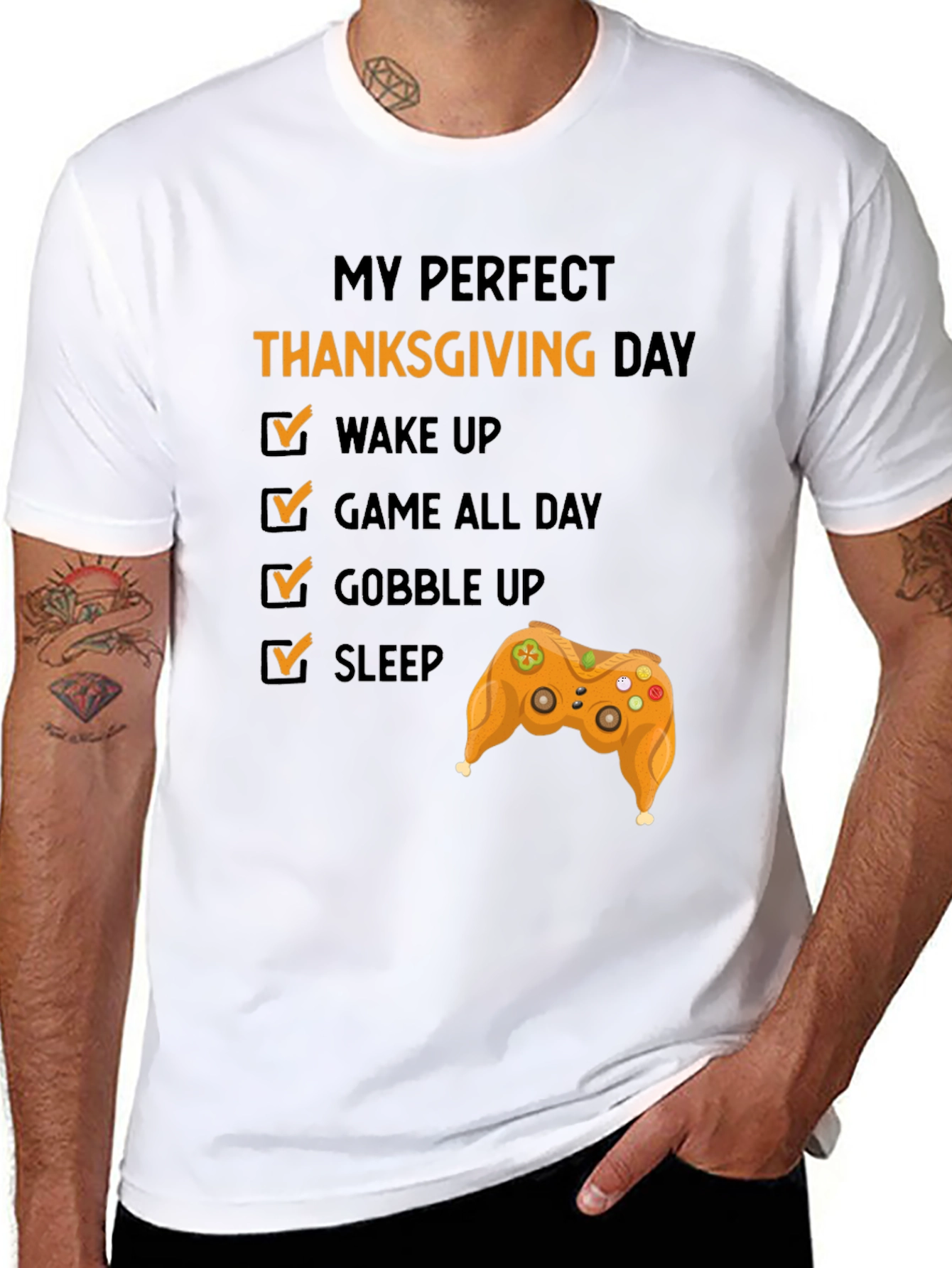 Black Perfect Thanksgiving Day Gamer T-Shirt view 8