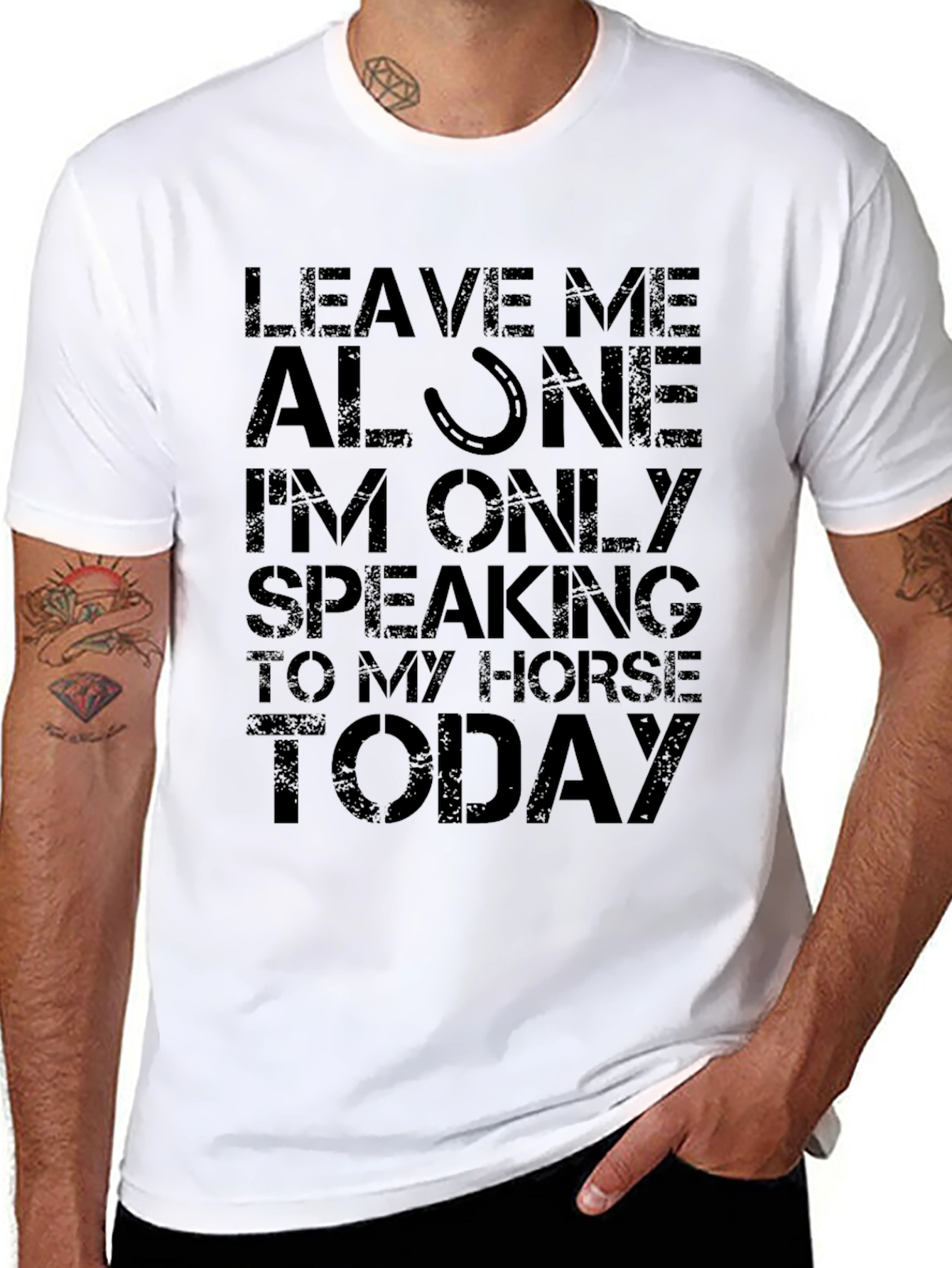 Black Horse Lover Graphic T-Shirt - Leave Me Alone view 8
