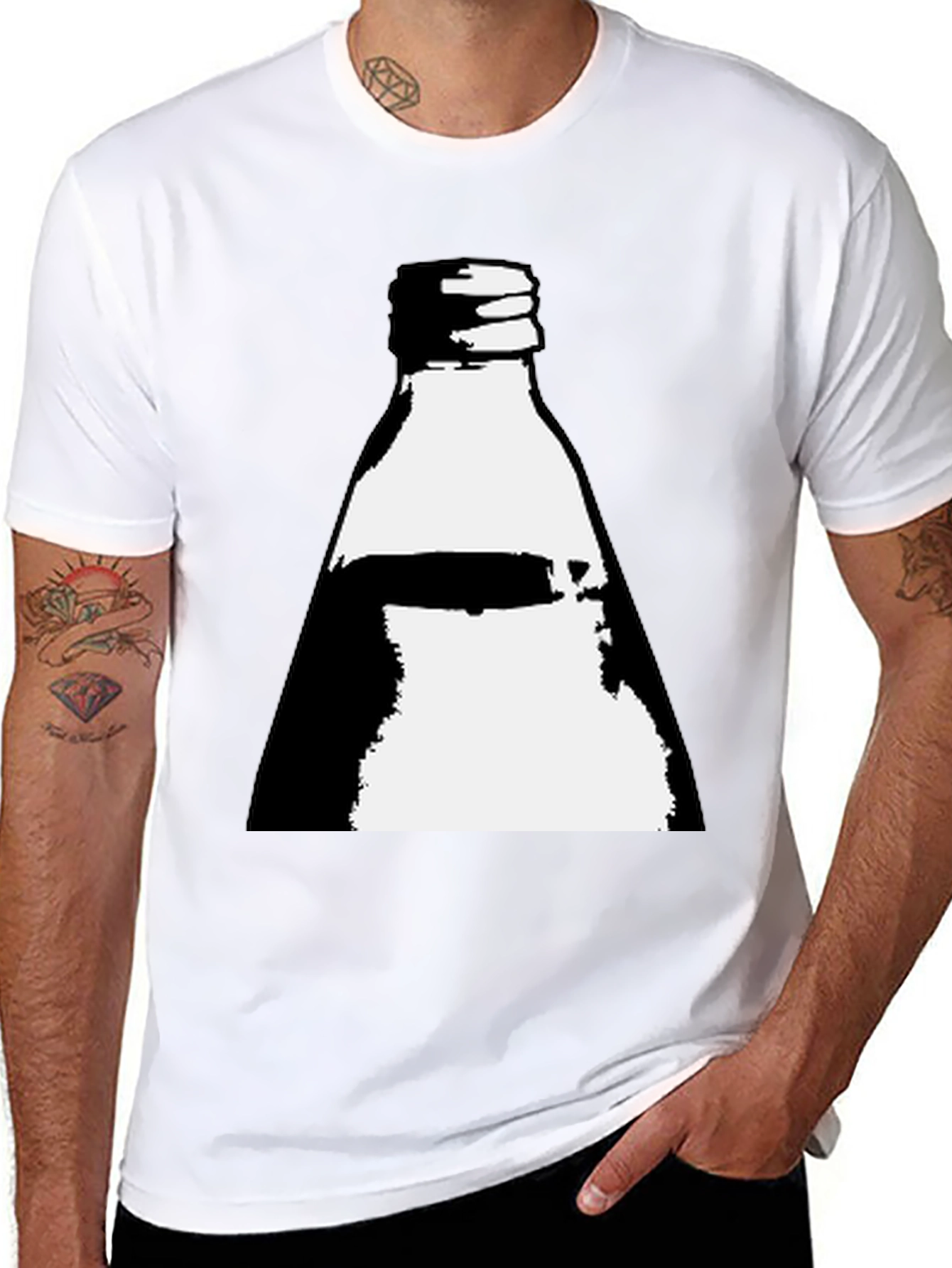 Retro Bottle Graphic Tee - Cool Black T-Shirt - 8