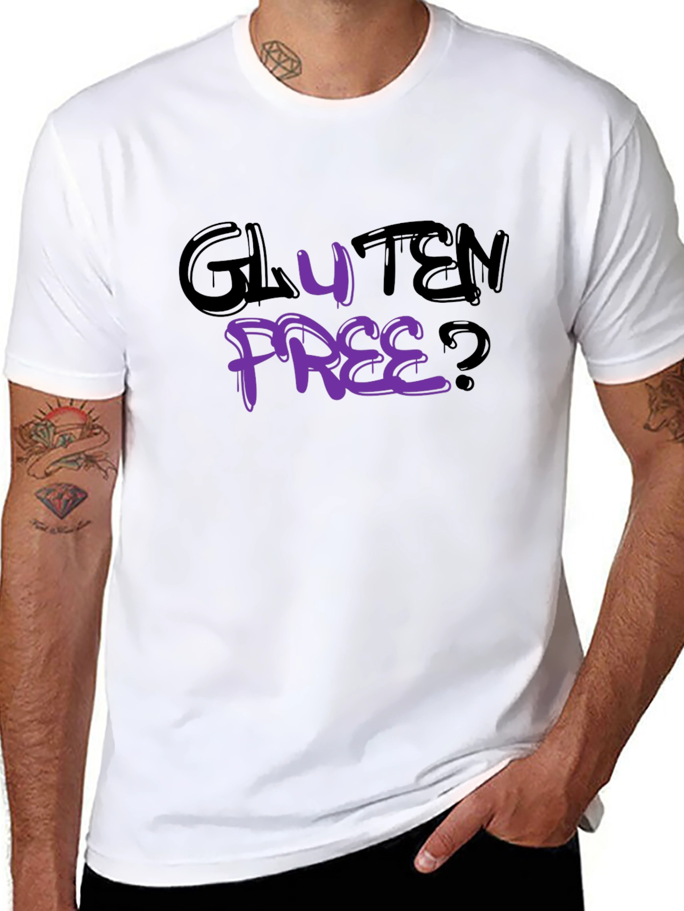 Black Gluten Free? Graphic Black T-Shirt view 8