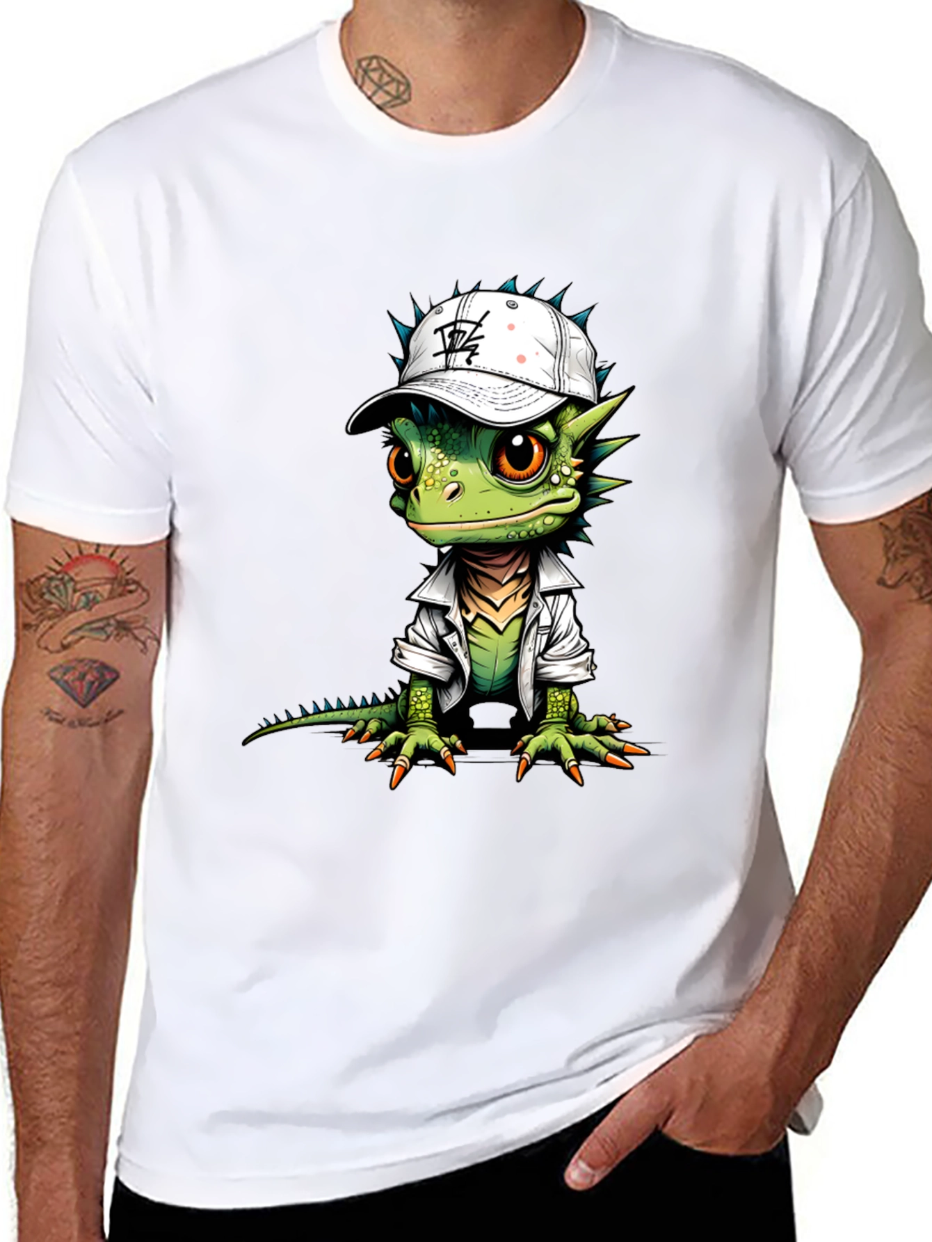 Black Cool Lizard Graphic Tee view 8