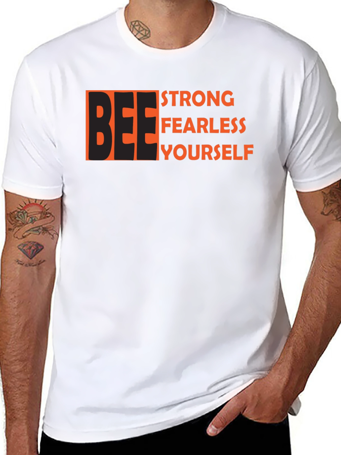 Black Be Strong Fearless Yourself Black Graphic Tee view 8