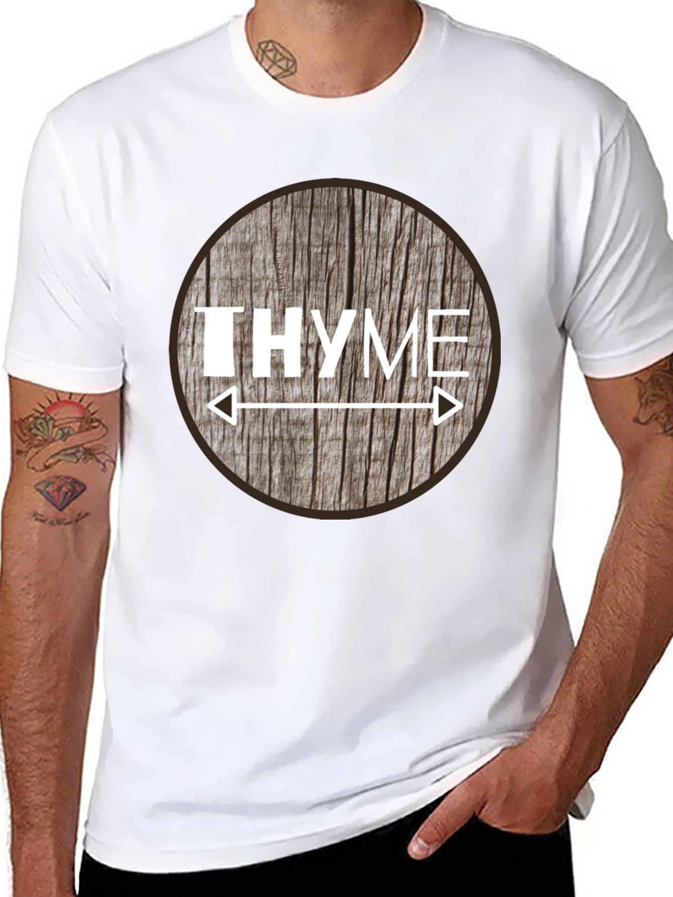 Black Funny Thyme Herb Pun T-Shirt view 8