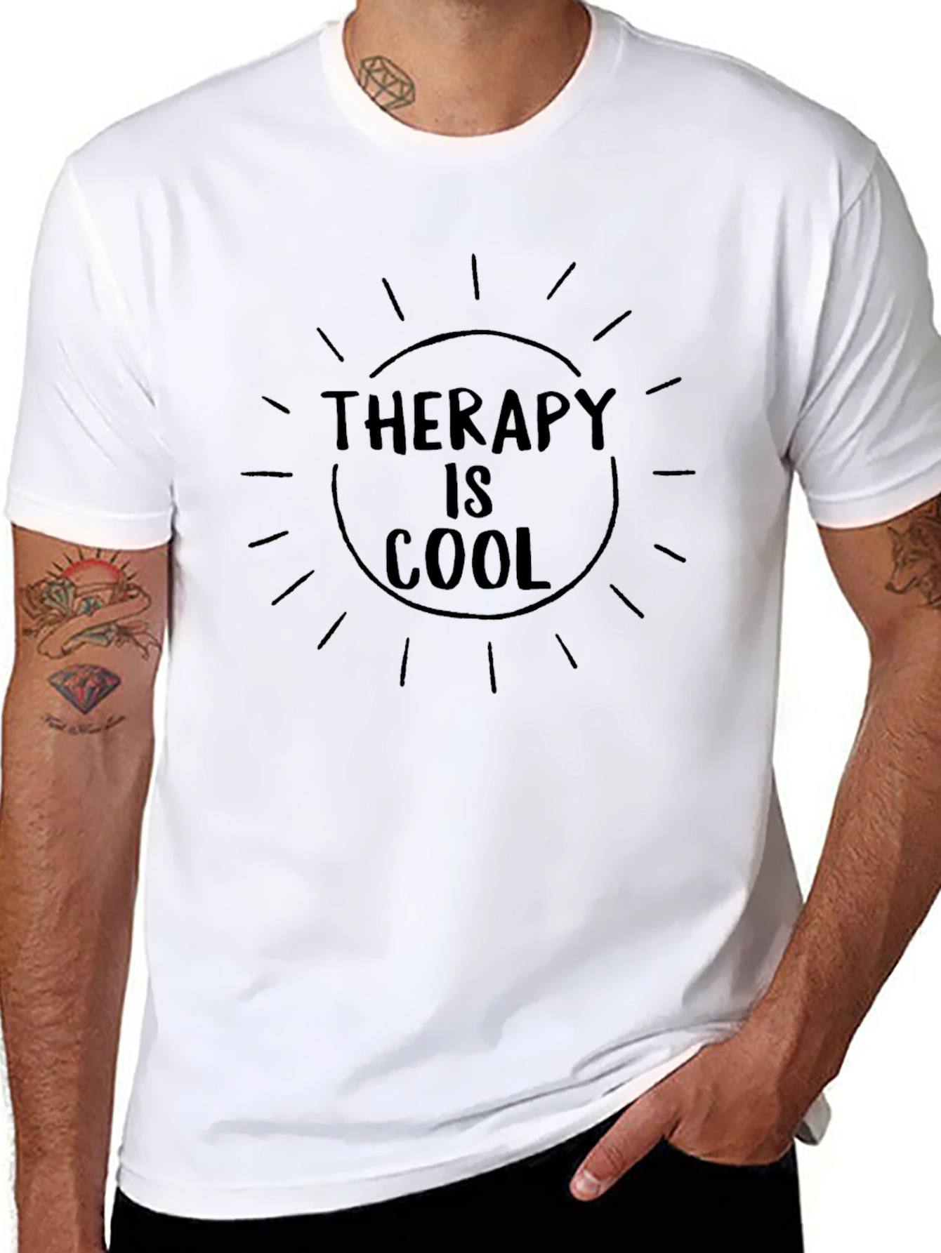 Black Therapy Is Cool Black Graphic T-Shirt view 8