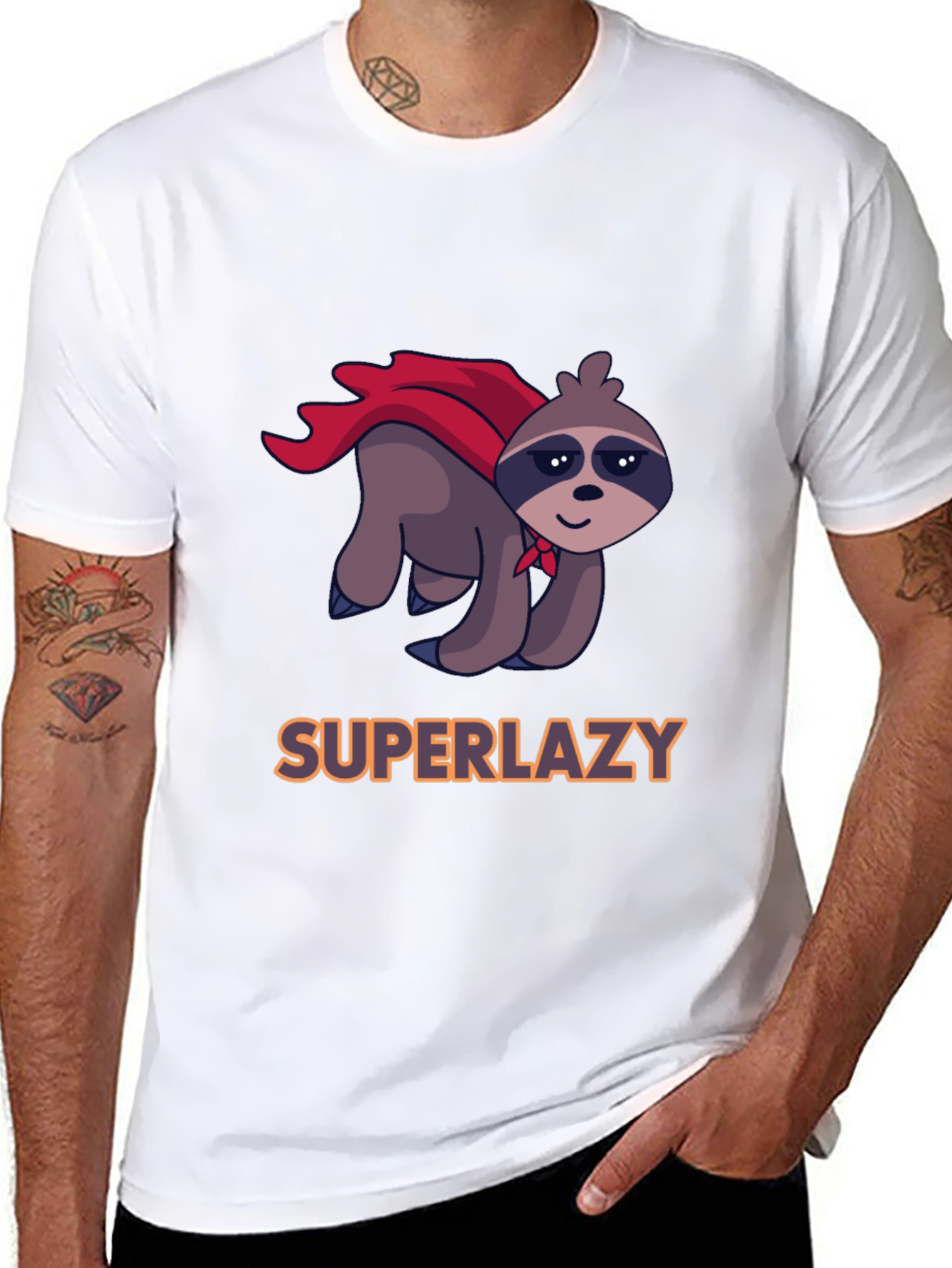 Black Superlazy Sloth Hero Graphic Tee view 8