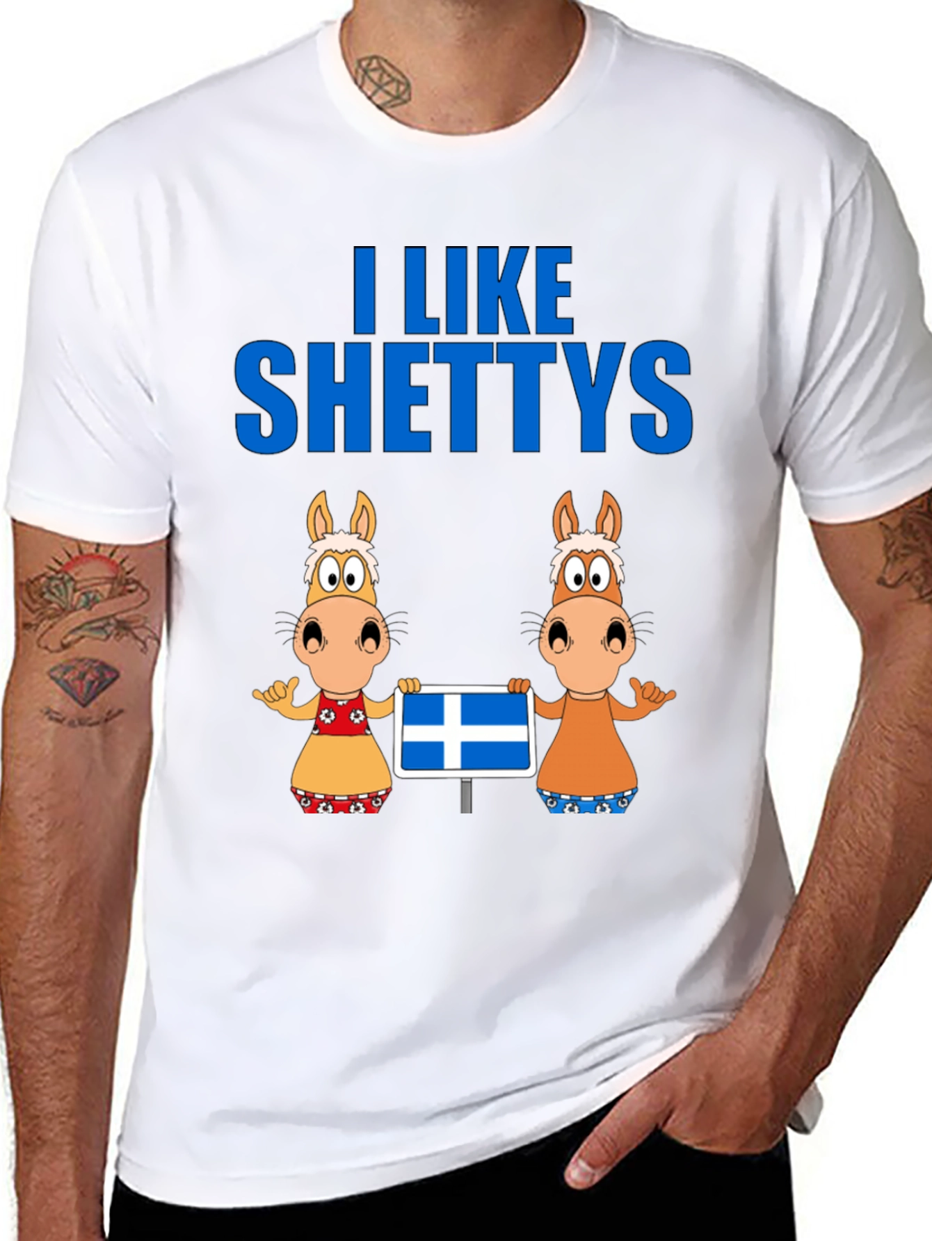Black I Like Shettys T-Shirt: Cute Horse Cartoon Tee view 8
