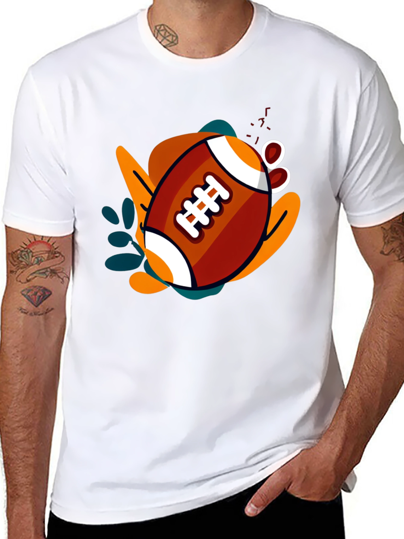 Black Graphic Football T-Shirt - Black Casual Tee view 8