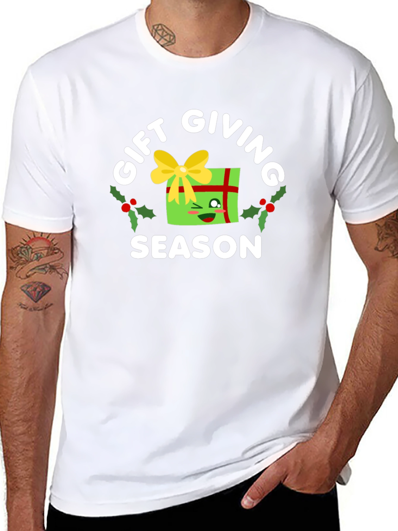 Black Gift Giving Season Holiday Graphic Tee view 8
