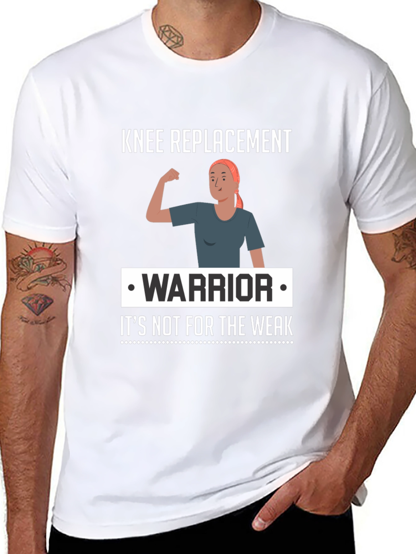 Black Knee Replacement Warrior T-Shirt - It's Not for The Weak view 8