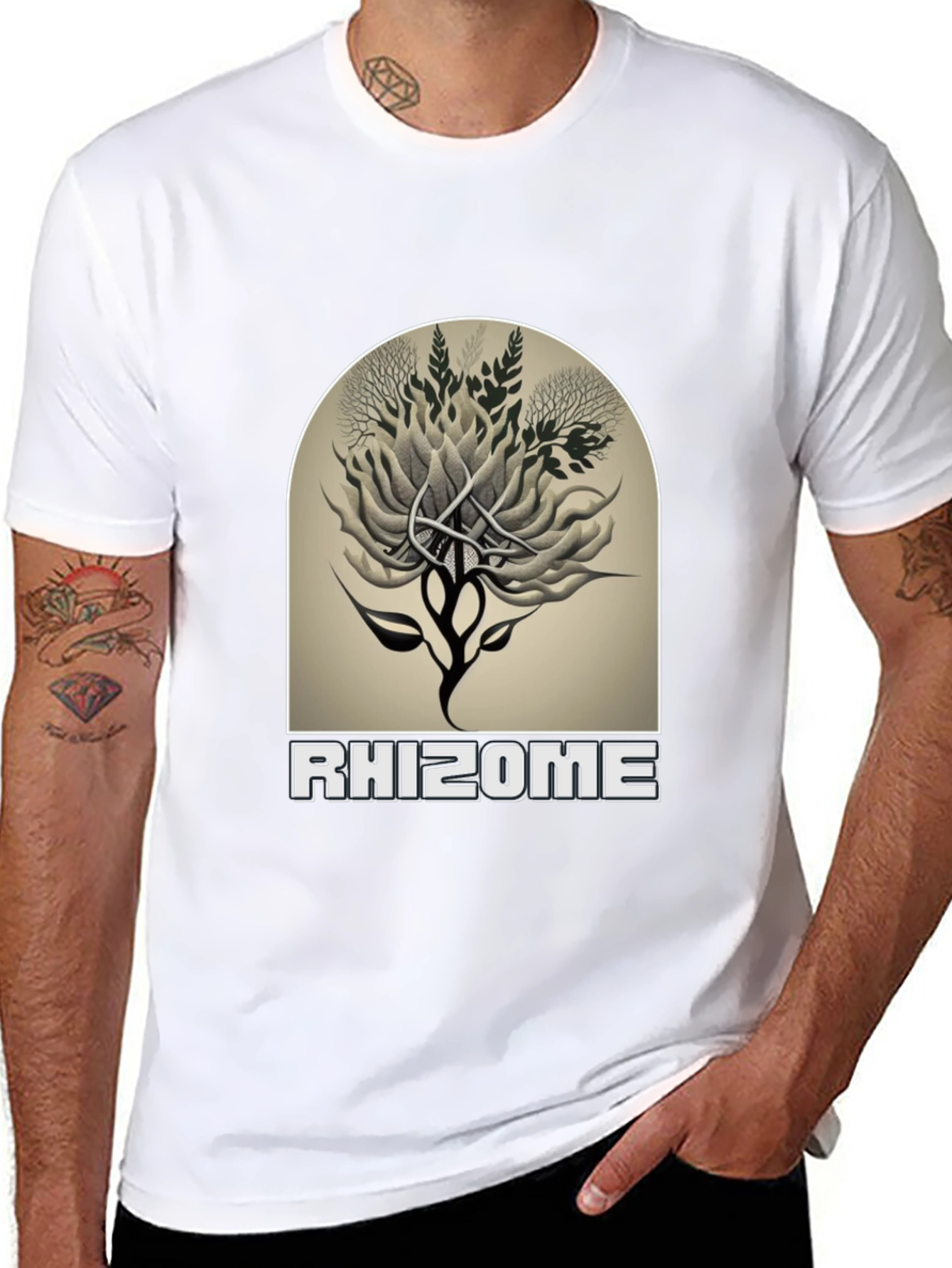 Black Rhizome Graphic Tee - Unique Nature Design view 8