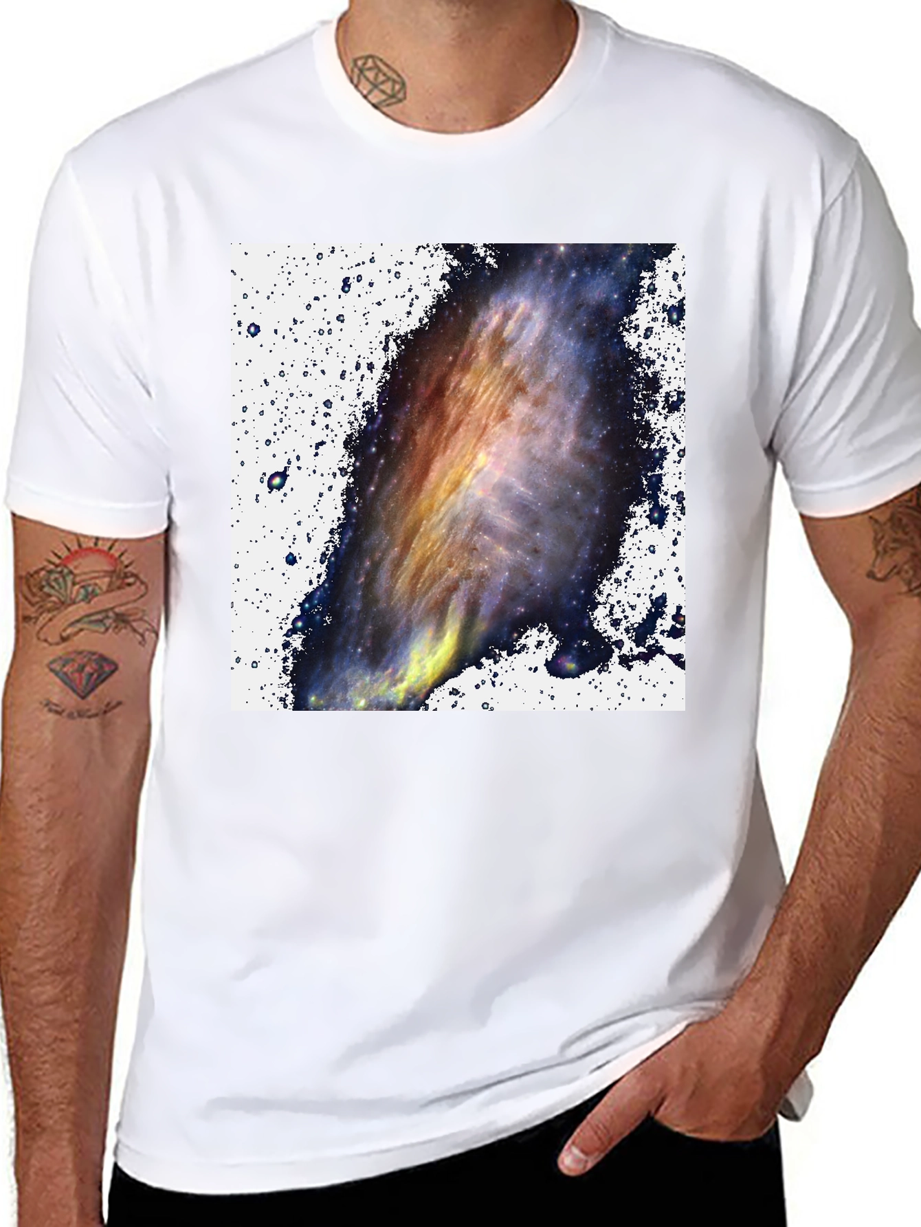 Black Galaxy Print Black T-Shirt - Celestial Style view 8