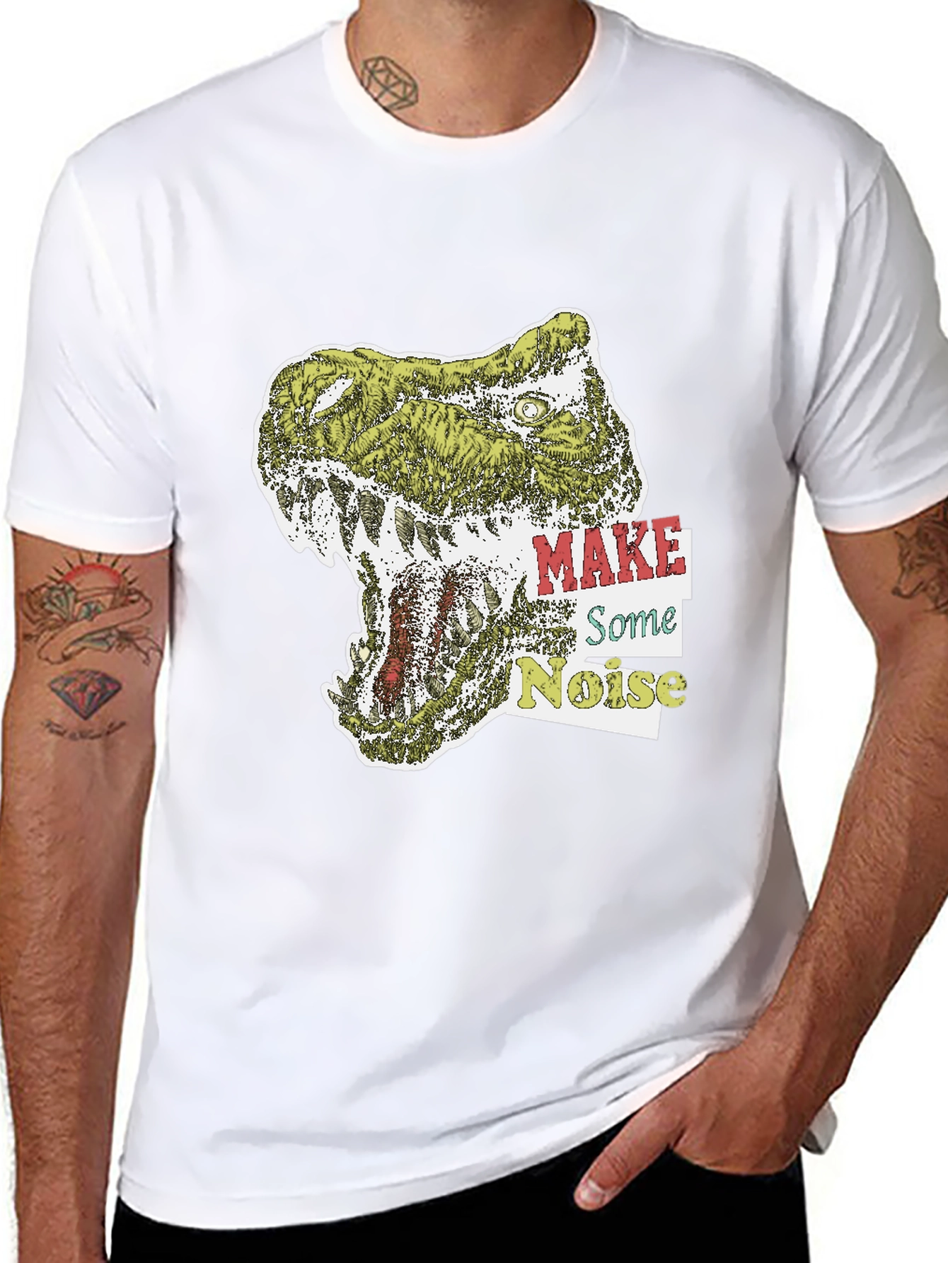 Black Dino Roar Graphic Tee - Make Some Noise T-Shirt view 8