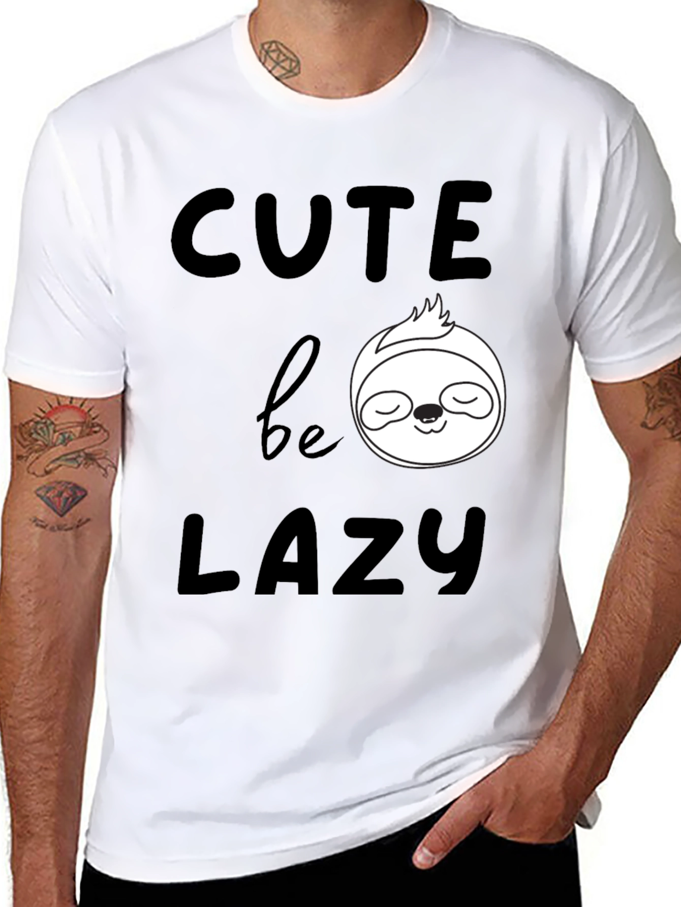 Black Cute Be Lazy Sloth Graphic T-Shirt view 8