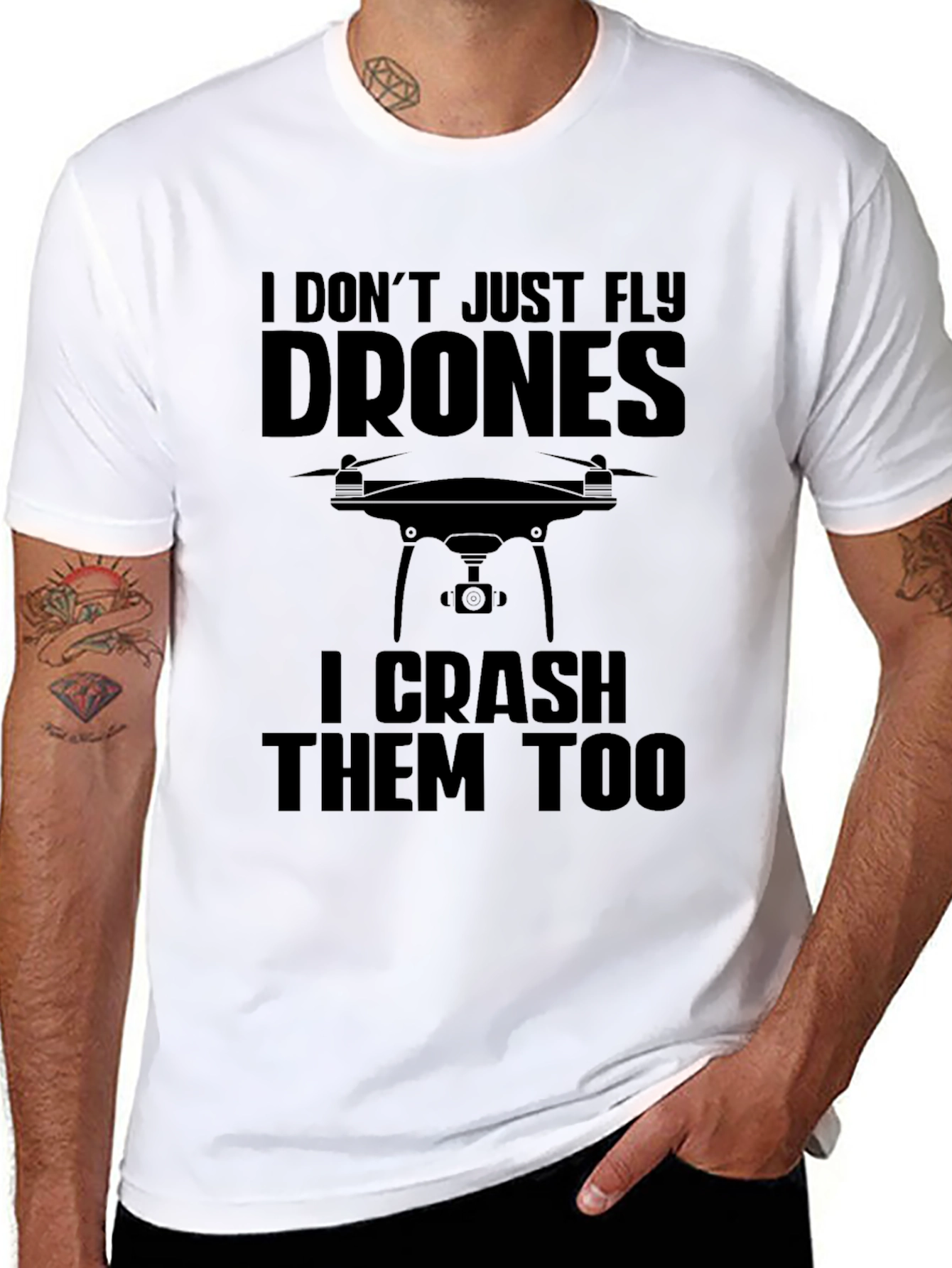 Black Drone Pilot Funny T-Shirt: I Don't Just Fly Drones view 8