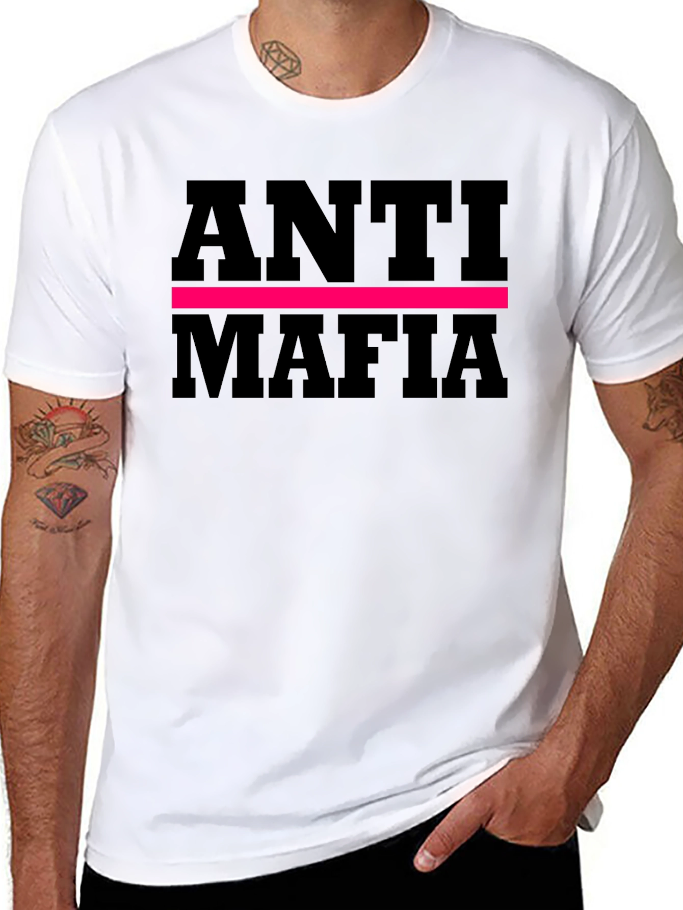 Black Anti Mafia Graphic Tee - Bold Statement Shirt view 8