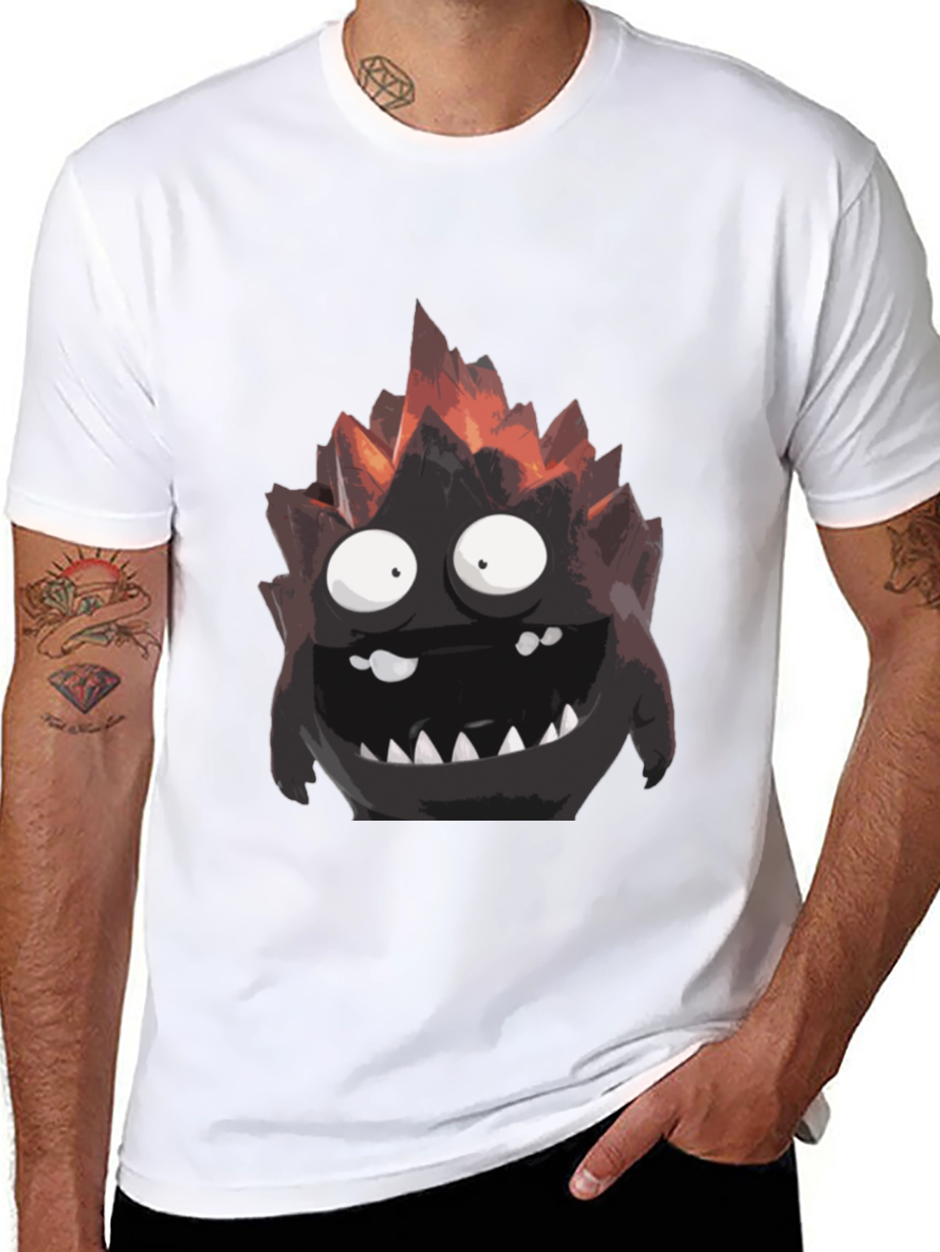 Black Monster Graphic Tee - Black Cotton T-Shirt view 8