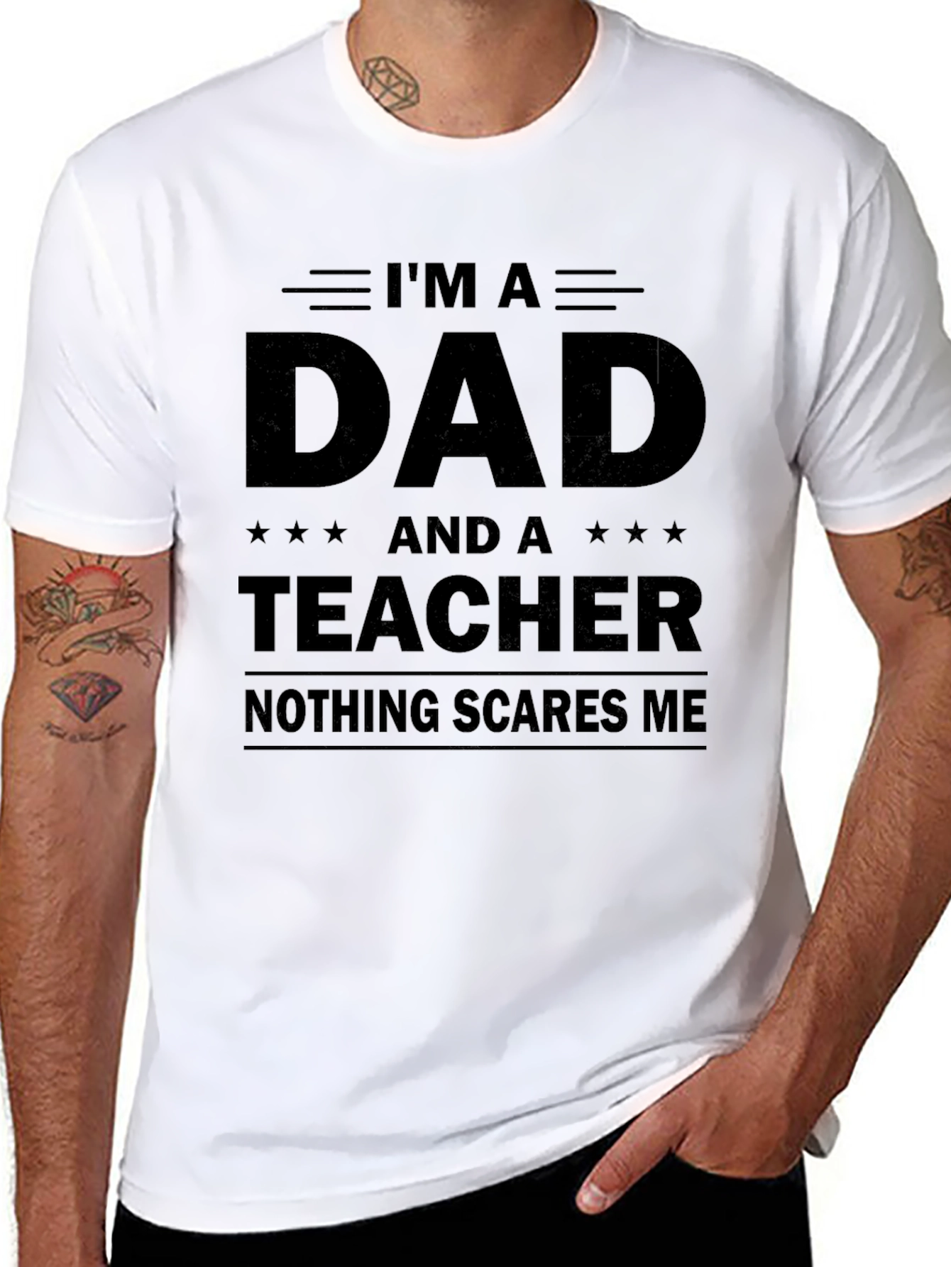 Black I'm A Dad And A Teacher T-Shirt view 8
