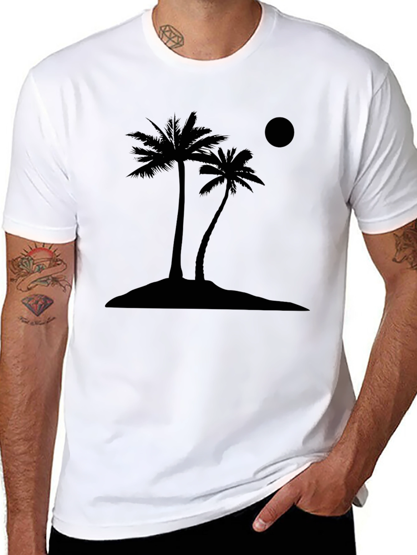 Black Tropical Palm Tree Graphic Tee - Black view 8