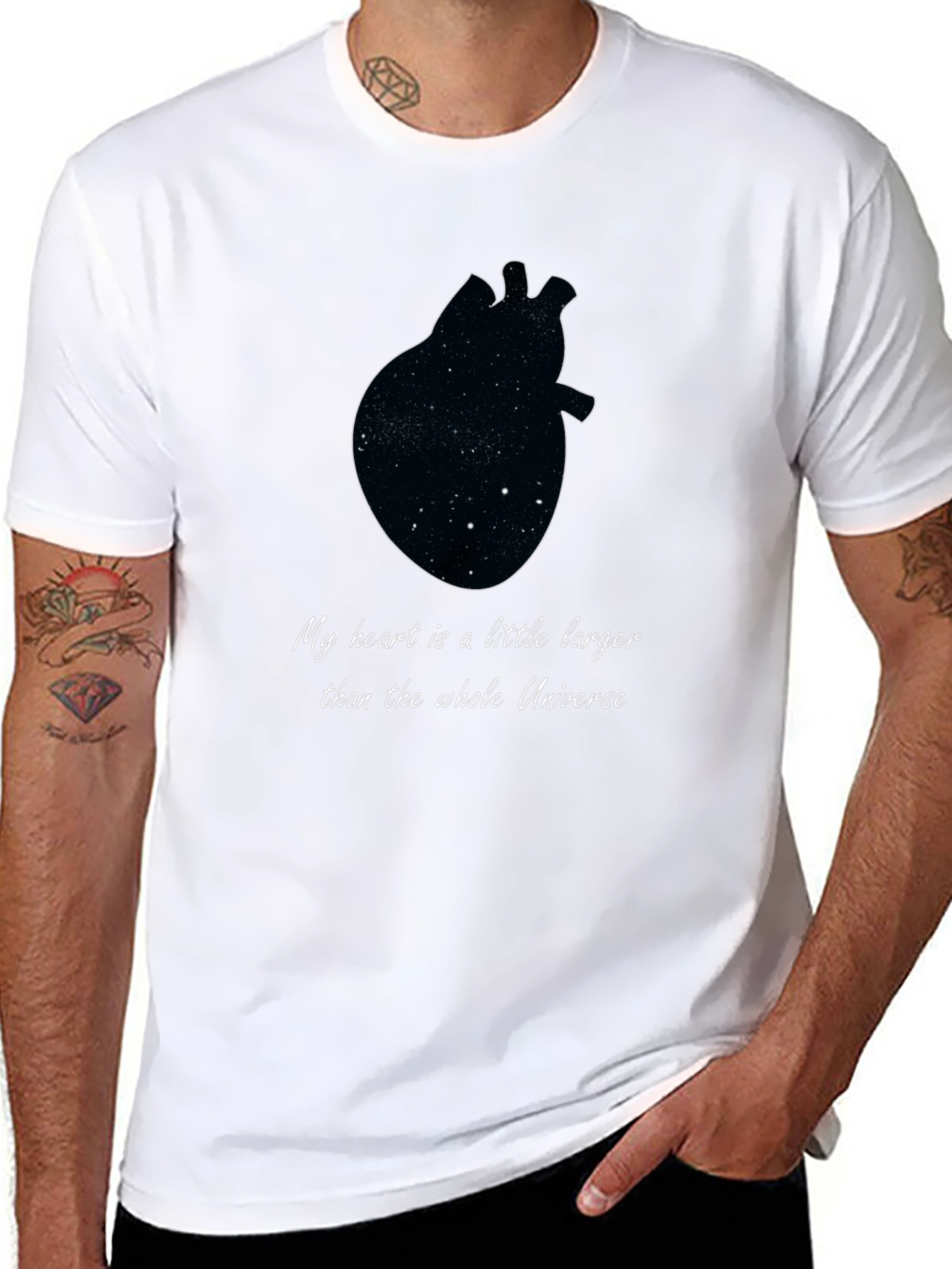 Black Cosmic Heart T-Shirt - Unisex Galaxy Tee view 8