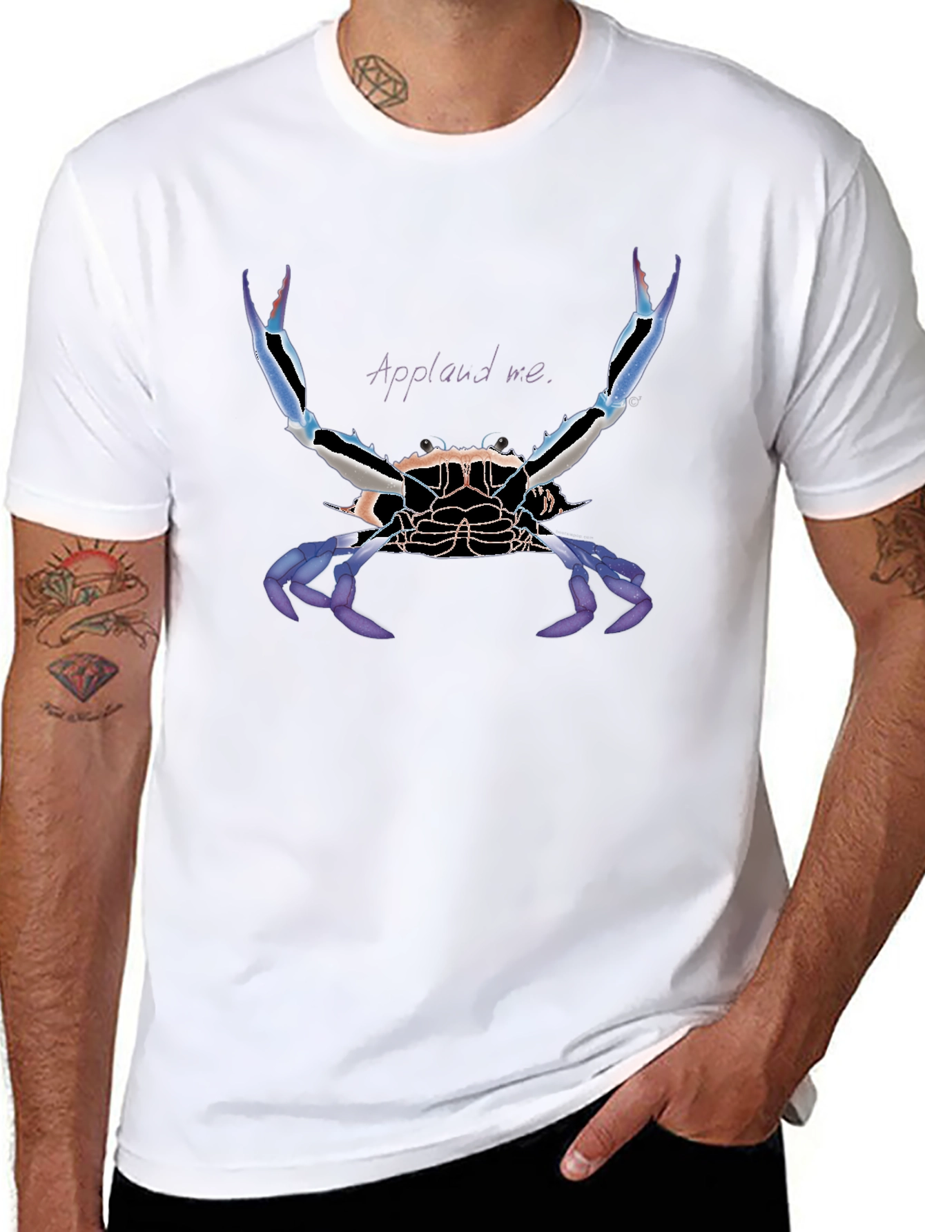 Black Applaud Crab Graphic Tee - Bold Statement Shirt view 8