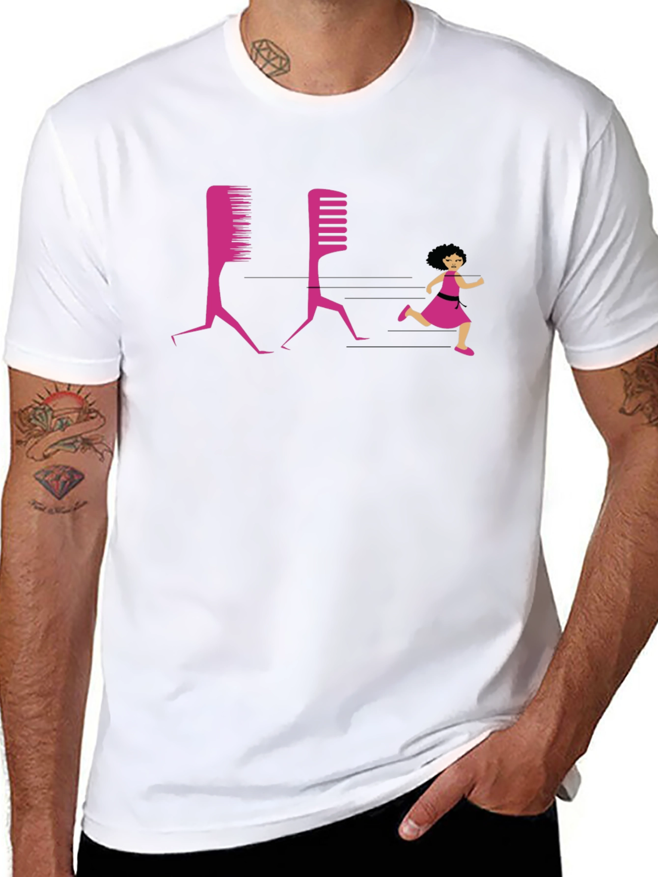 Black Funny Hairdresser T-Shirt Running Comb Design view 8