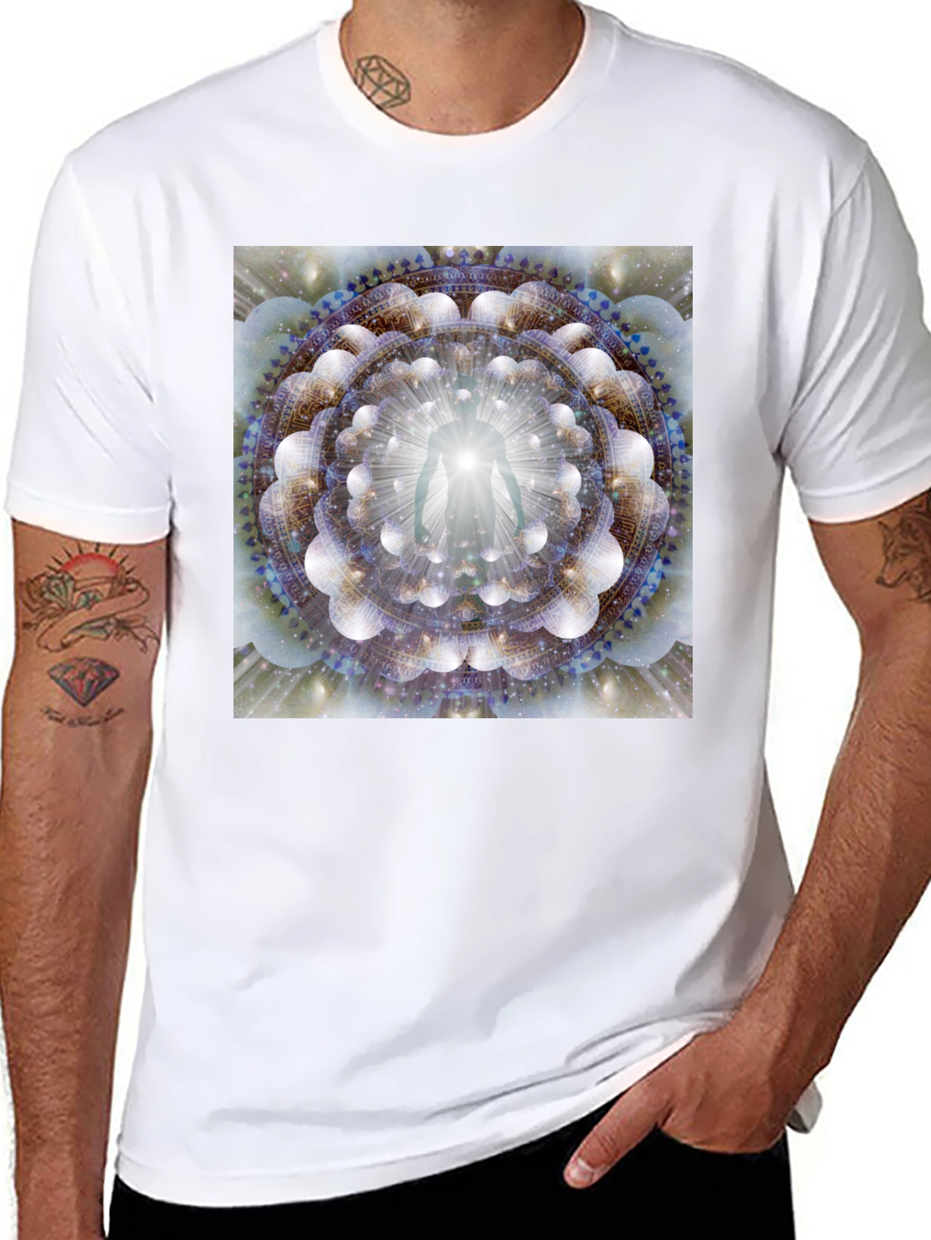 Black Enlightened Being Mandala Black T-Shirt view 8