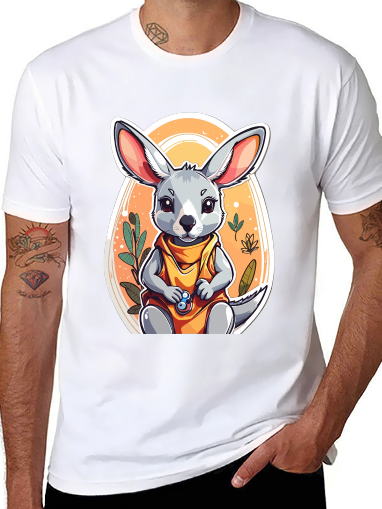 Black Cute Cartoon Jerboa T-Shirt view 8