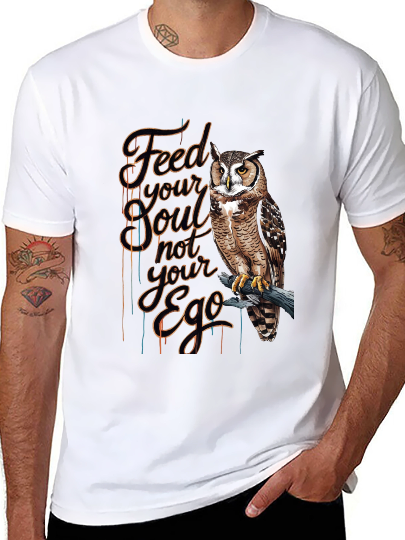 Black Feed Your Soul Owl Graphic T-Shirt - Black view 8