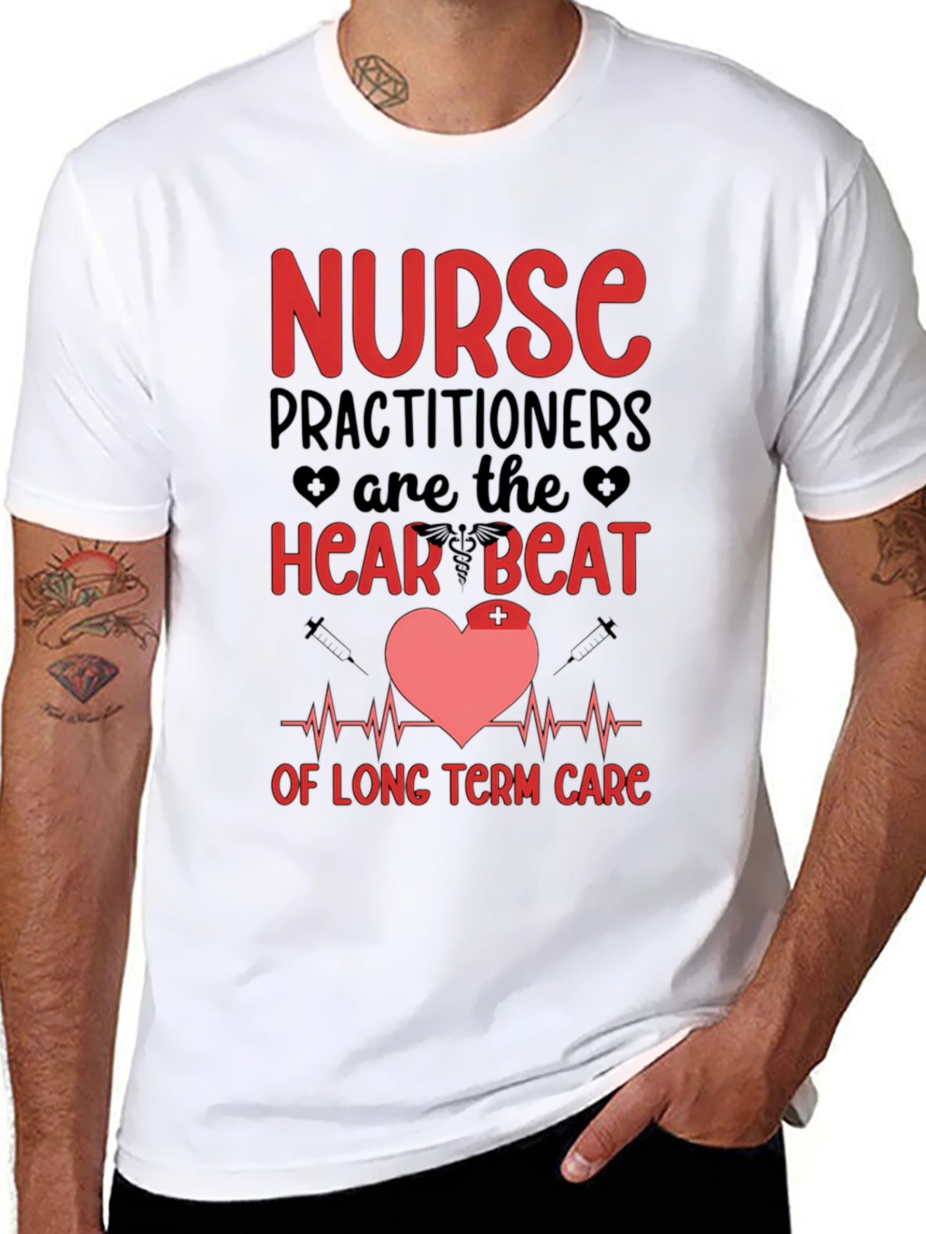 Black Nurse Practitioner Heartbeat T-Shirt view 8