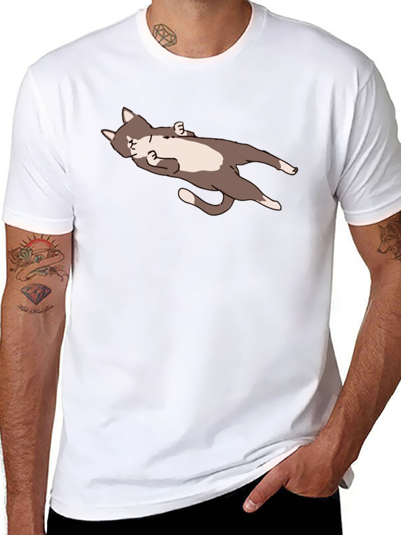 Black Lazy Cat Graphic Tee - Relaxed Fit view 8