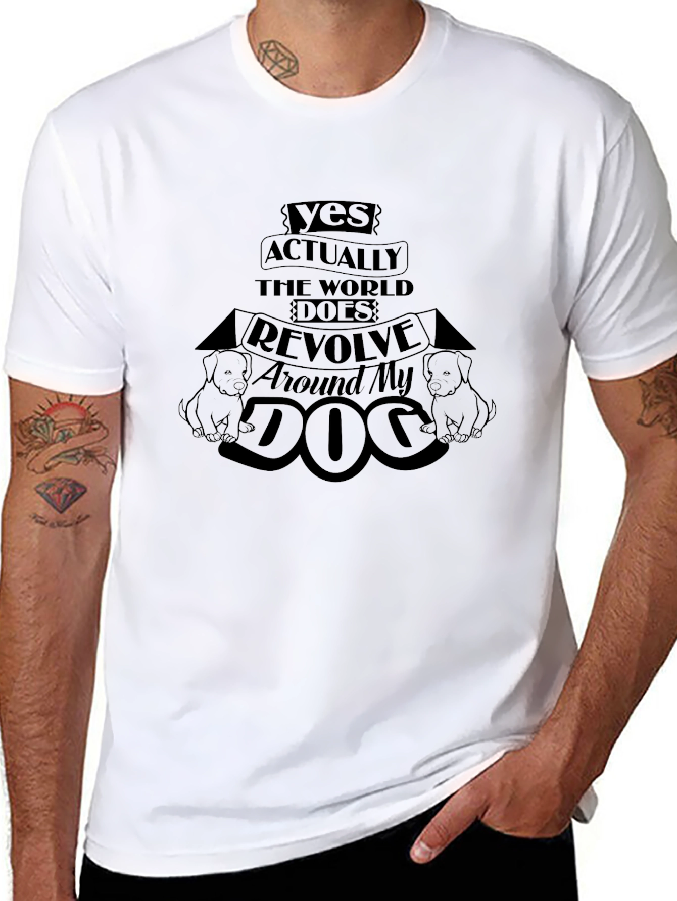 Black Dog Lover T-Shirt - "Yes Actually The World Does Revolve Around My Dog" view 8