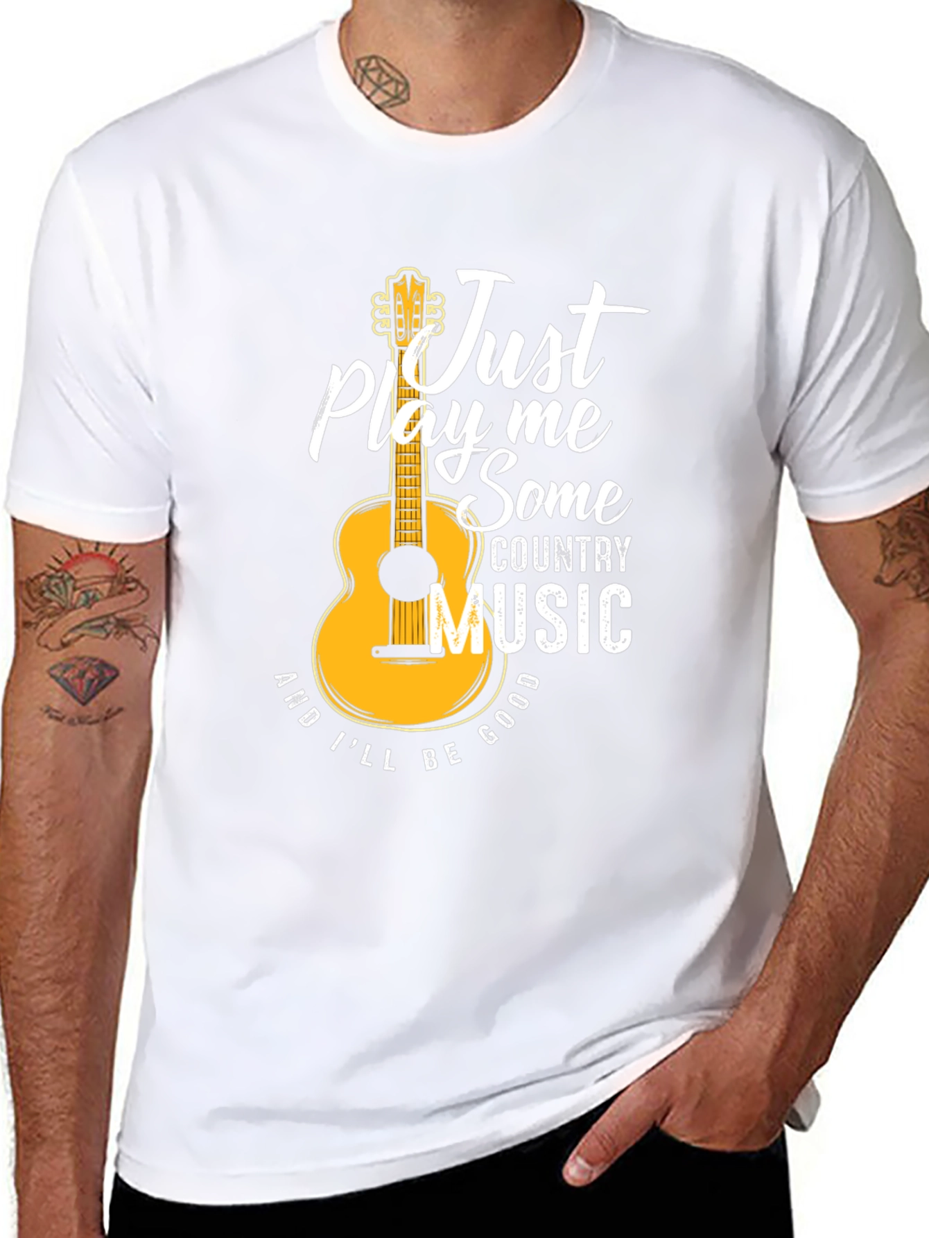 Black Just Play Me Some Country Music Graphic T-Shirt view 8